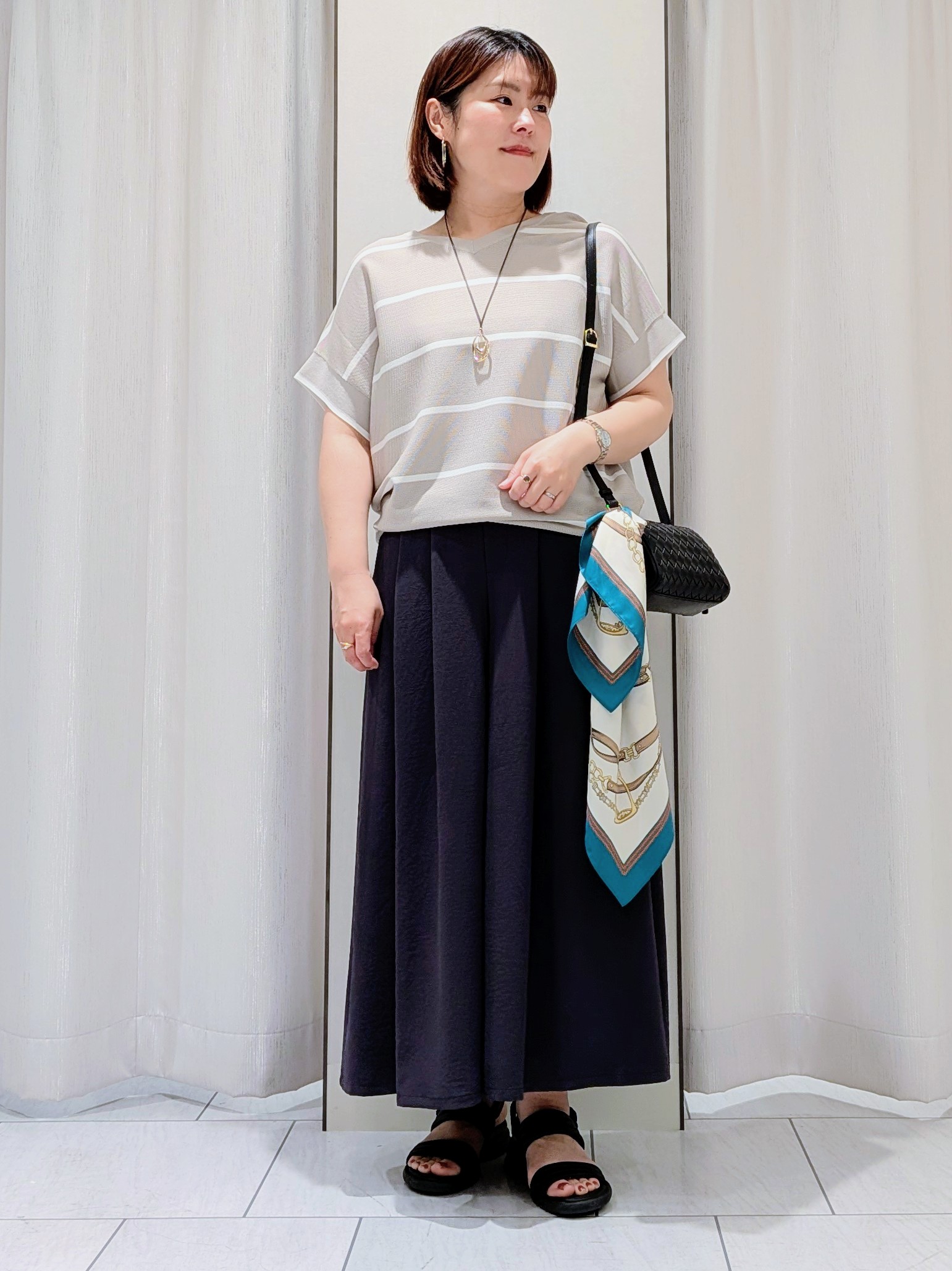 Onumaさんの「UNTITLED｜【11色展開/体型カバー】前後2WAYフレンチスリーブニット」を使ったコーディネート