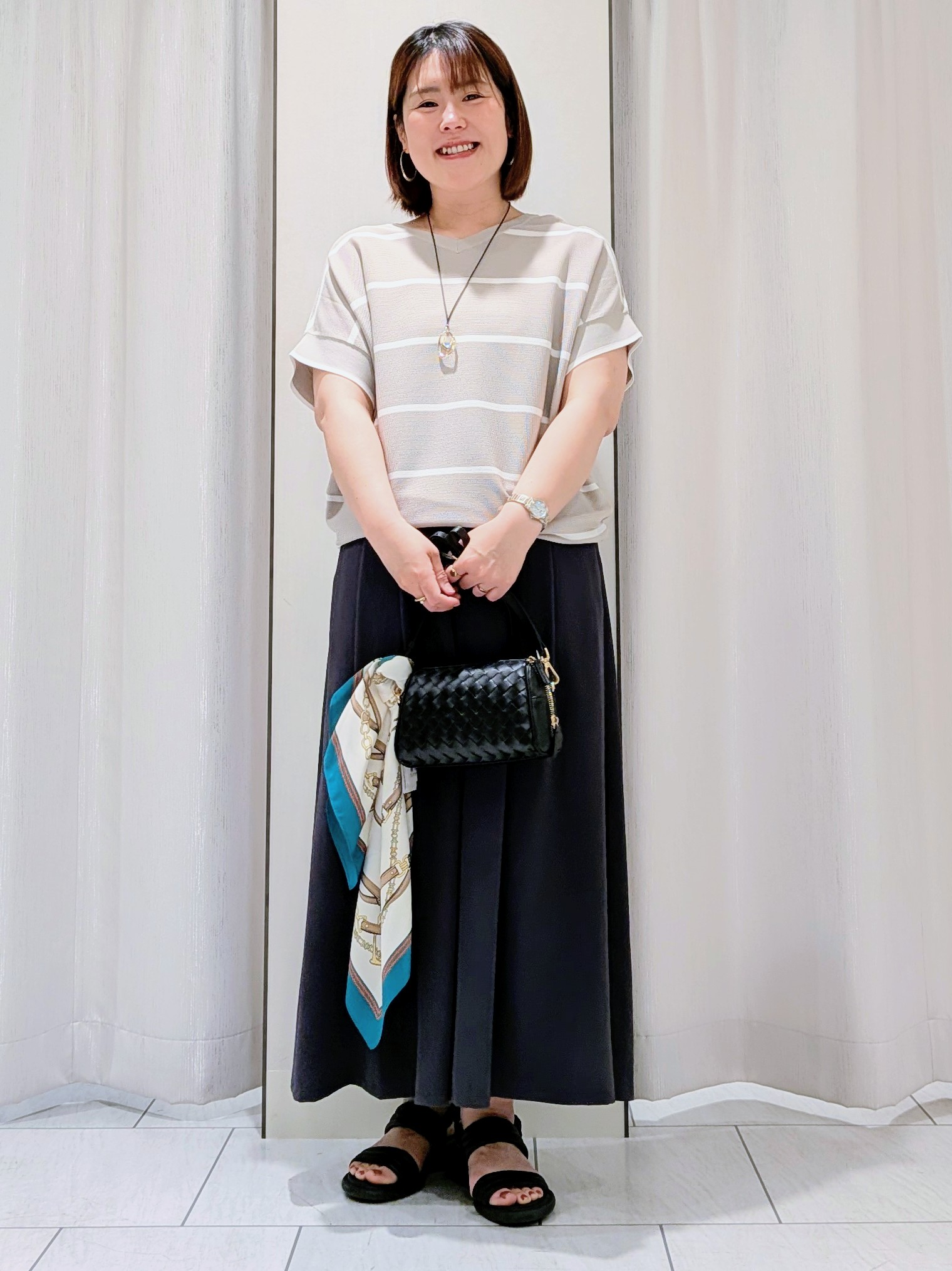 Onumaさんの「UNTITLED｜【11色展開/体型カバー】前後2WAYフレンチスリーブニット」を使ったコーディネート