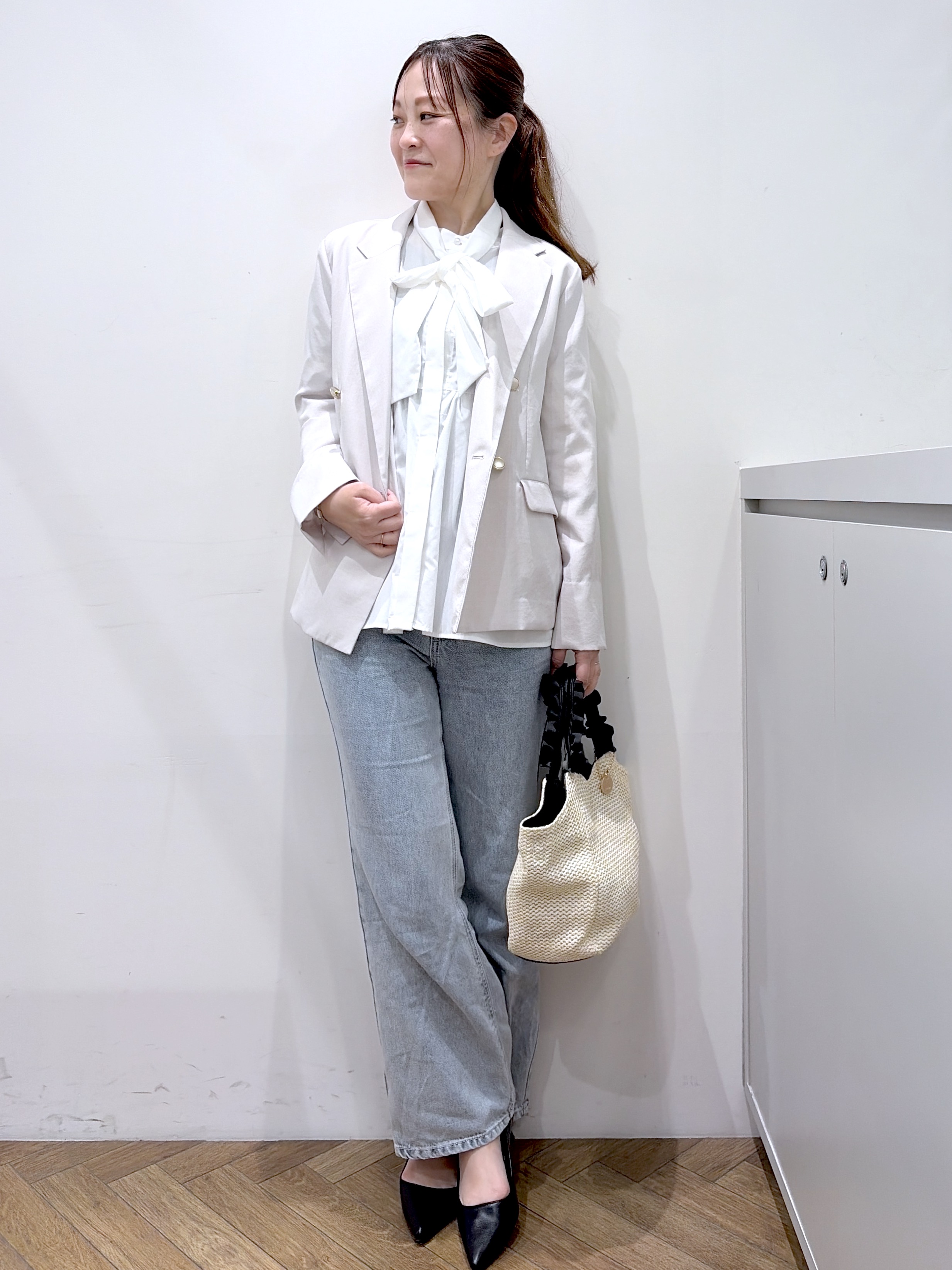Junさんの「index｜《再入荷》ダブルブレストテーラードジャケット【接触冷感／吸水速乾／イージーアイロン／防シワ／洗濯機O」を使ったコーディネート