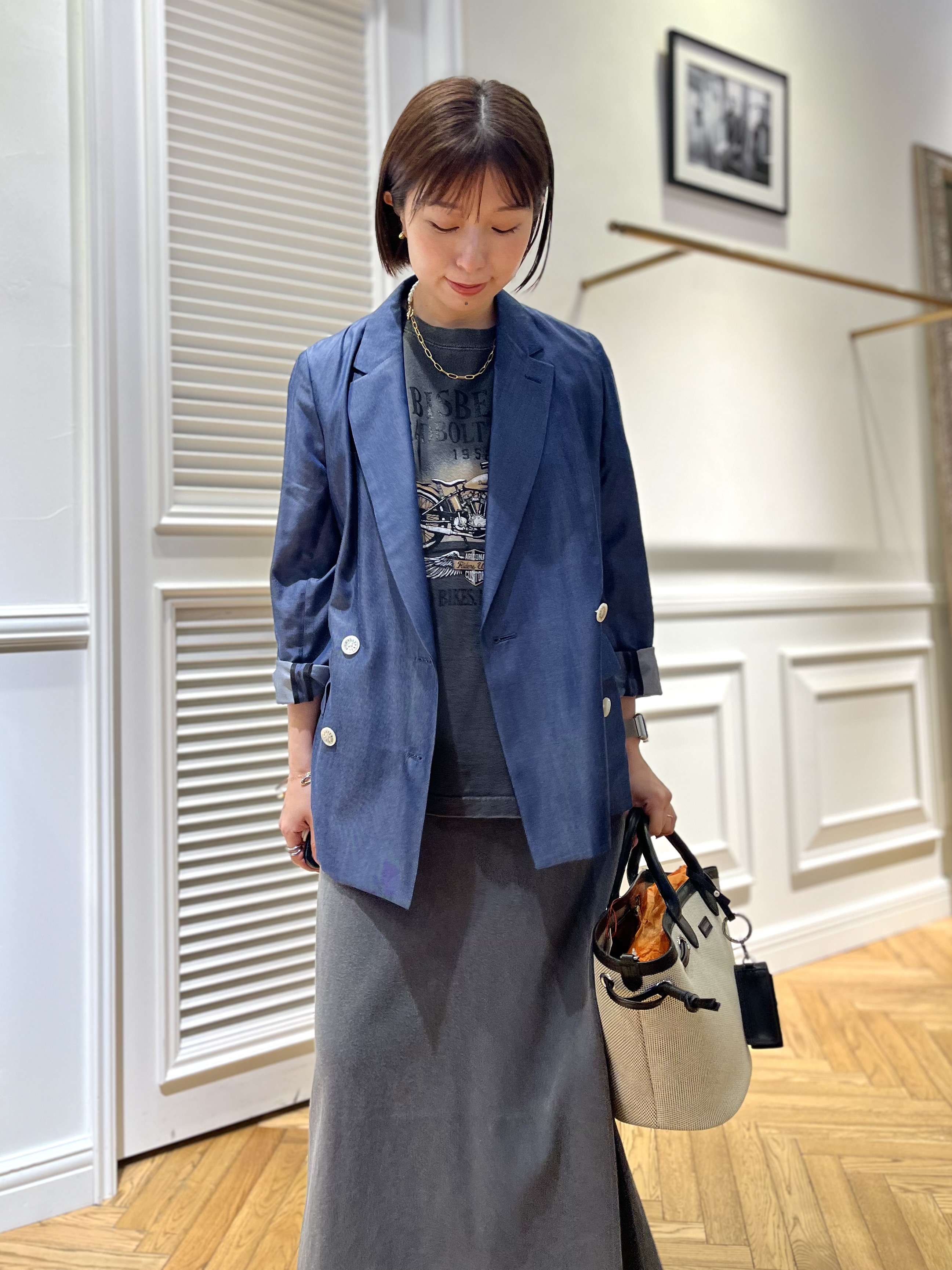 つじ まこさんの「DRESSTERIOR｜【otonaMUSE5月号掲載/セットアップ可】テンセルデニムダブルジャケット」を使ったコーディネート