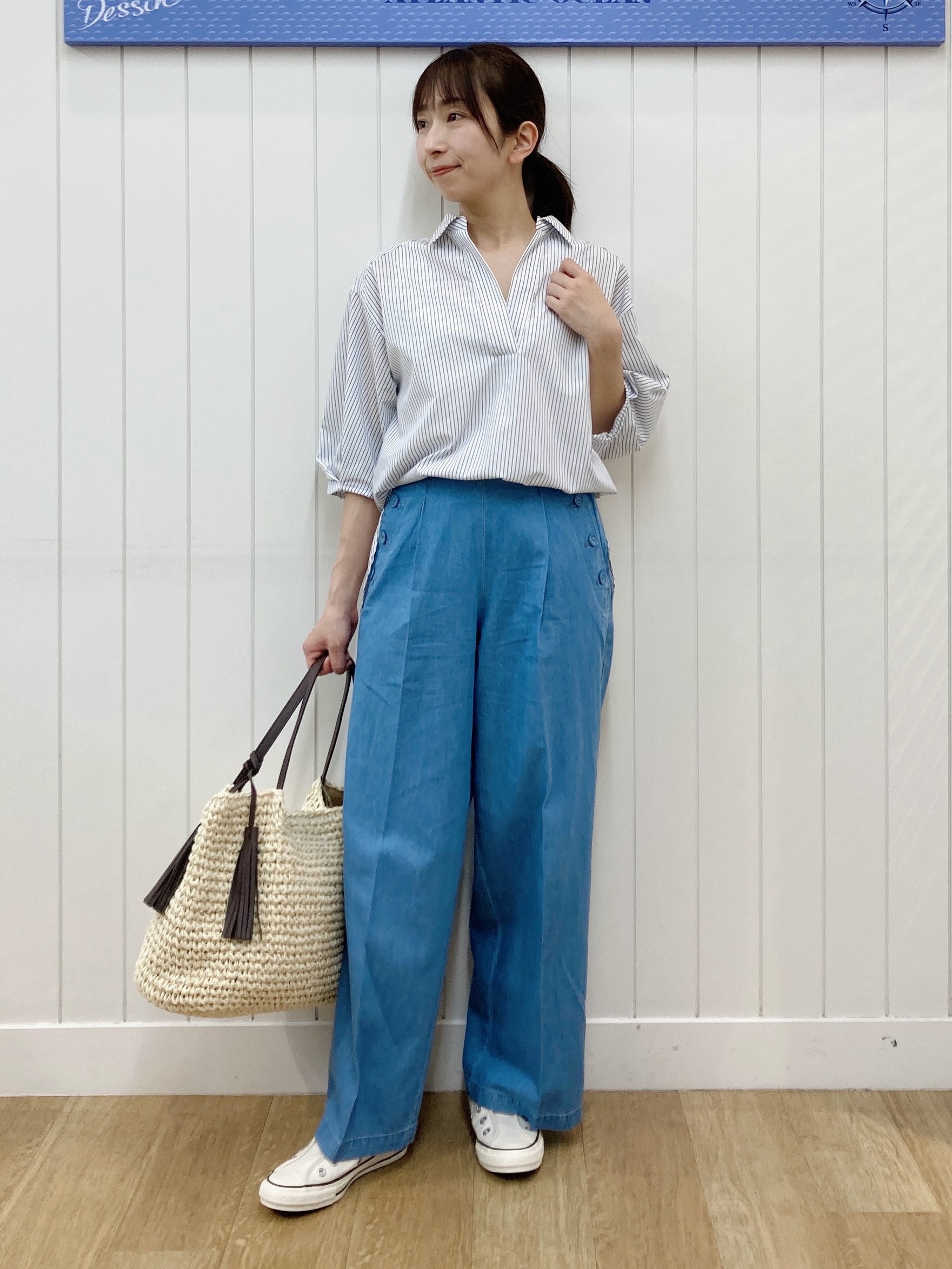 yoshiさんの「Dessin｜【洗える】スキッパーシャツブラウス」を使ったコーディネート