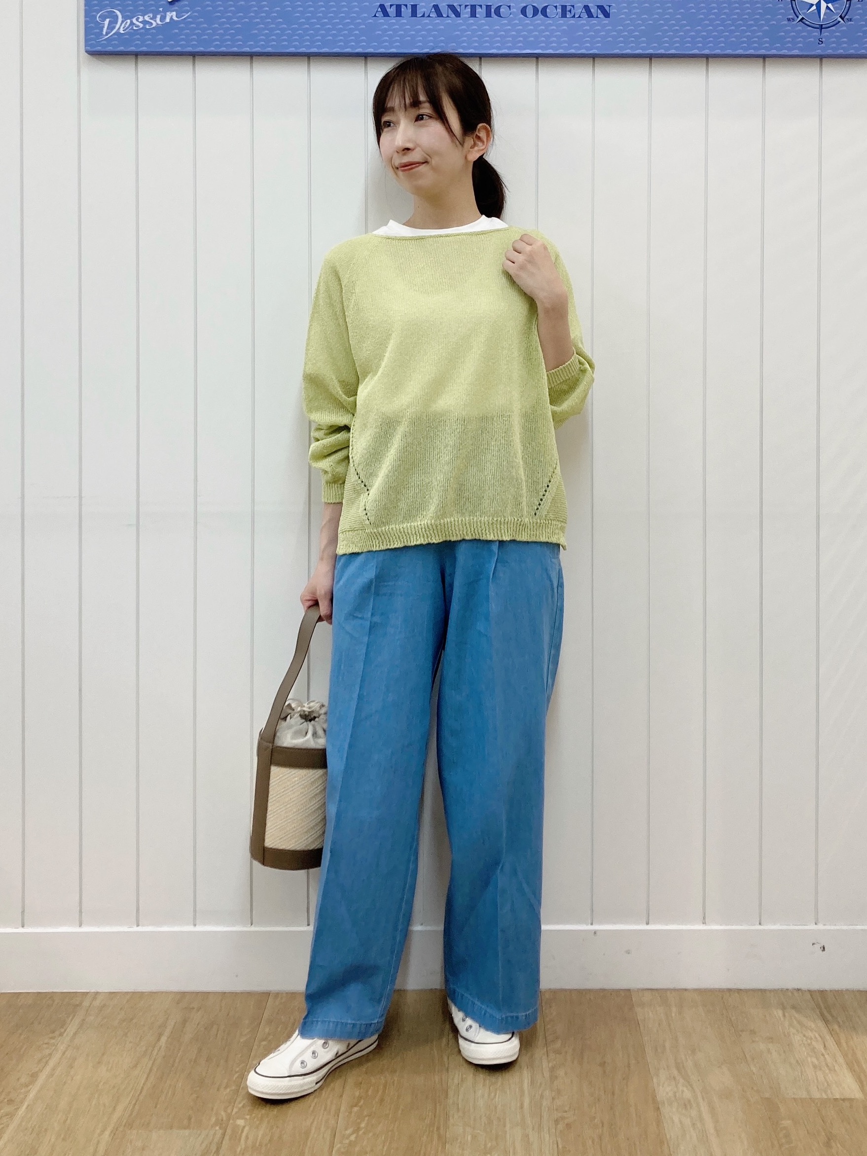 yoshiさんの「Dessin｜【洗える】透かし編みデザインニット」を使ったコーディネート