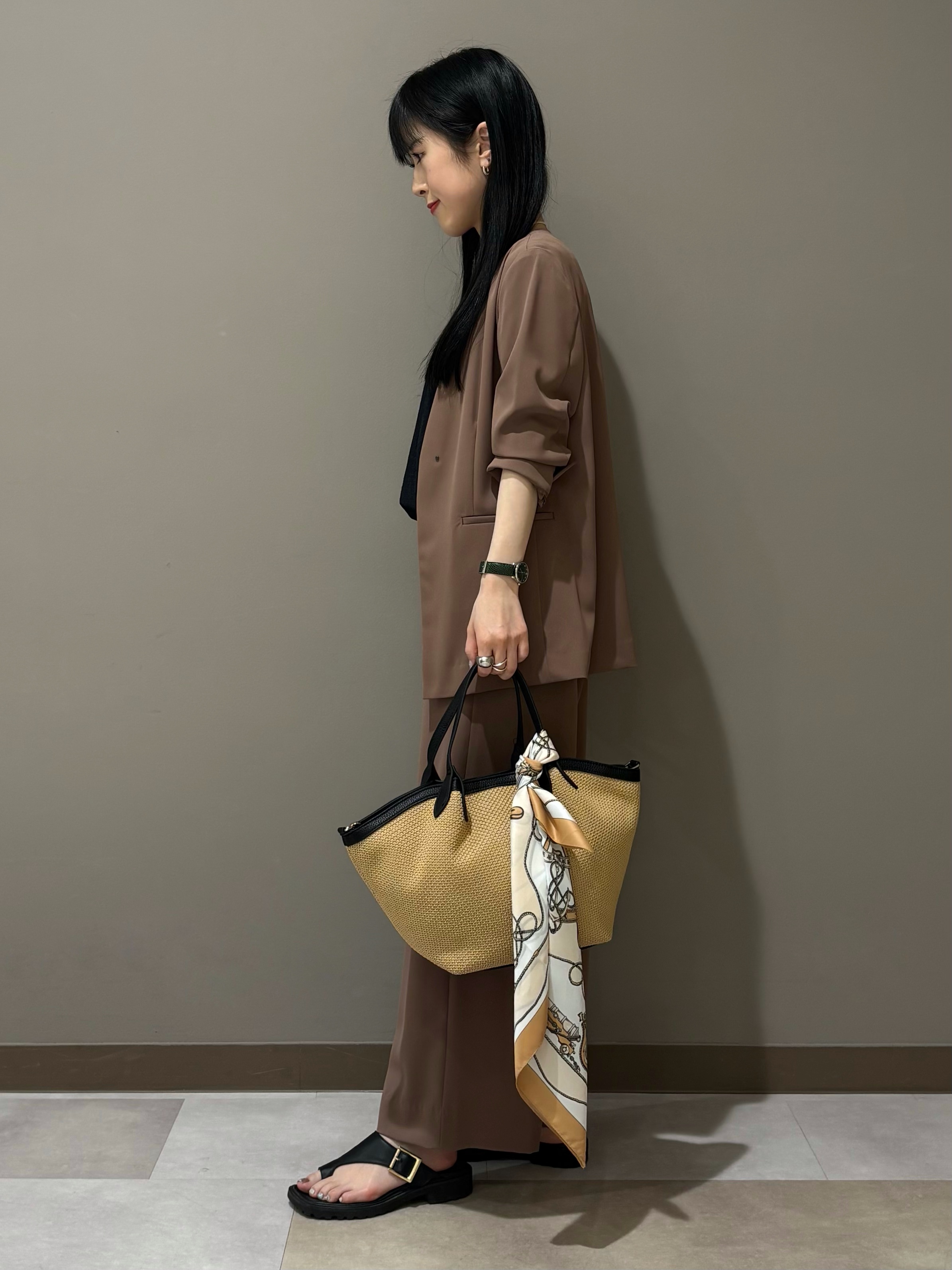 KEIKOさんの「INDIVI｜【接触冷感／透湿／着る日傘】ノーカラージャケット」を使ったコーディネート