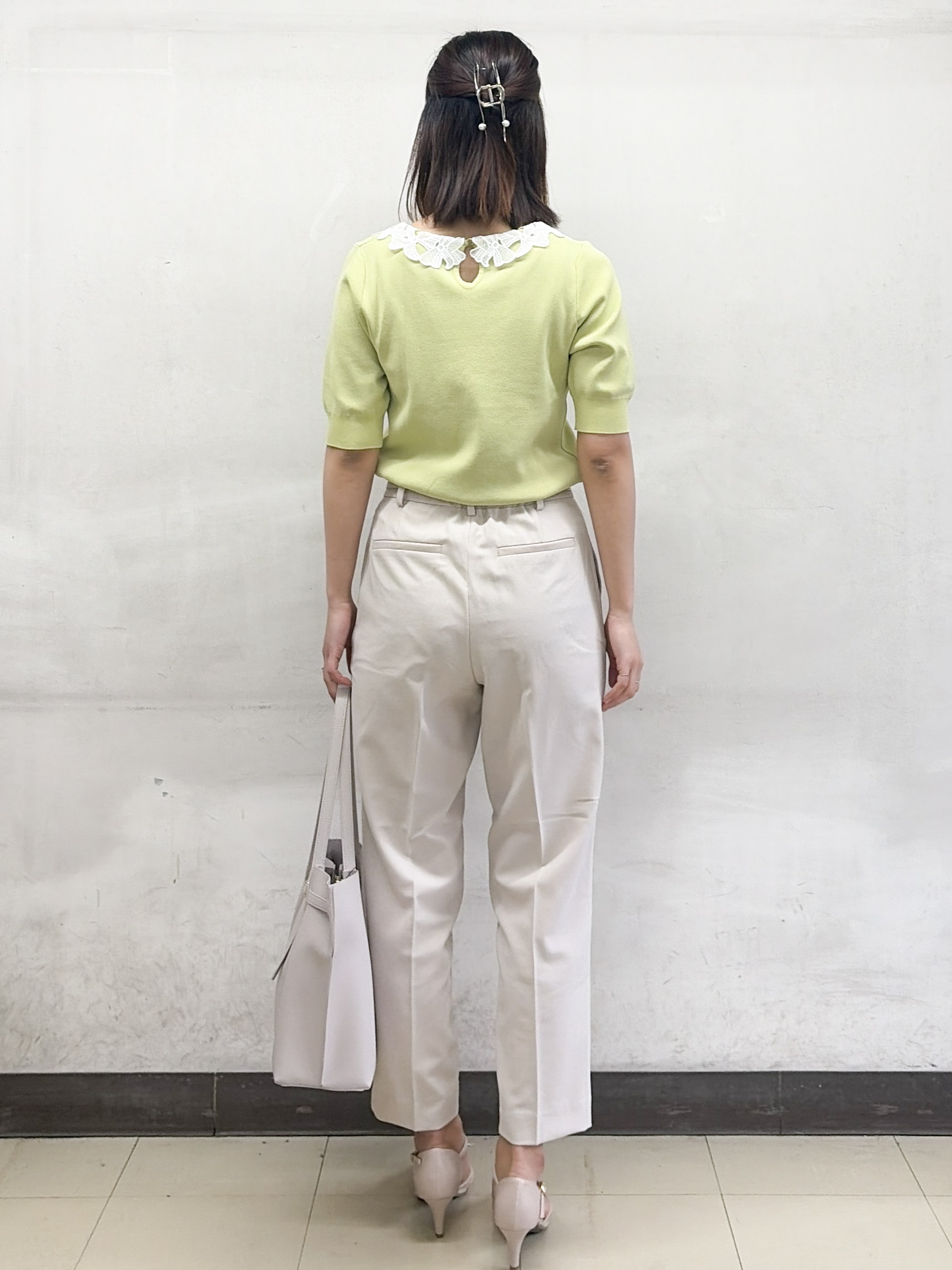 yurinaさんの「index｜リボンレース衿リブニット【洗濯機OK／接触冷感】」を使ったコーディネート