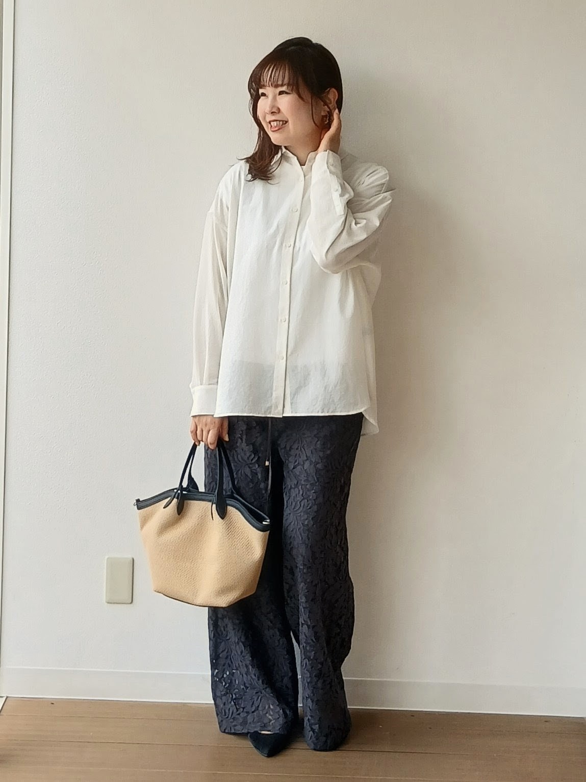 なみきさんの「UNTITLED｜◆【2WAY/マシンウォッシャブル】カシュクールデザインシャツ」を使ったコーディネート