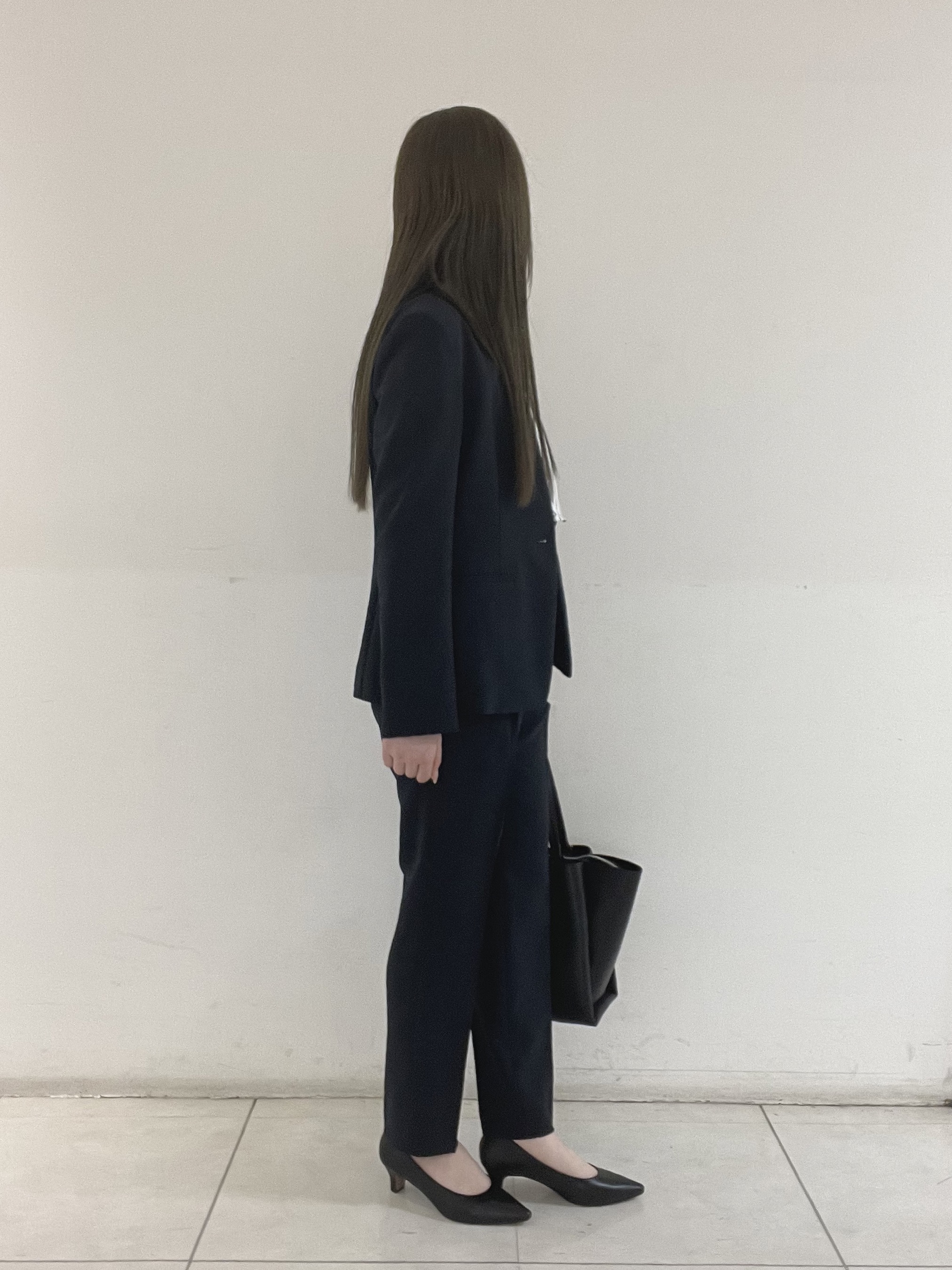 mさんの「INDIVI｜【定番スーツ／UVケア／洗える】ウール調ノーカラージャケット」を使ったコーディネート