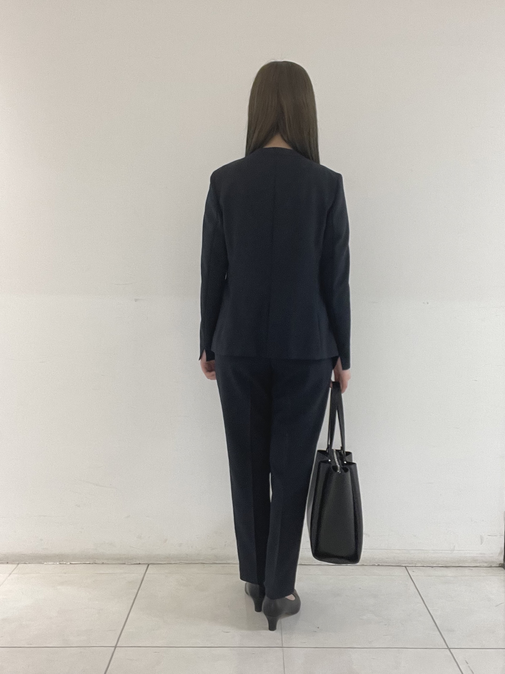 mさんの「INDIVI｜【定番スーツ／UVケア／洗える】ウール調ノーカラージャケット」を使ったコーディネート