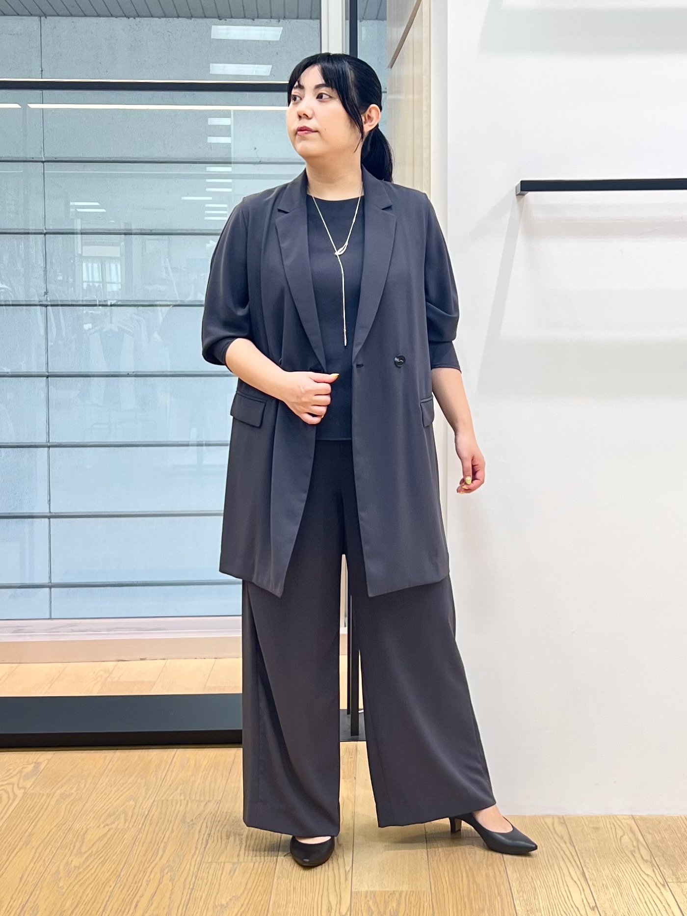 shimaさんの「INDIVI｜【接触冷感／透湿／着る日傘】颯爽ジレジャケット」を使ったコーディネート
