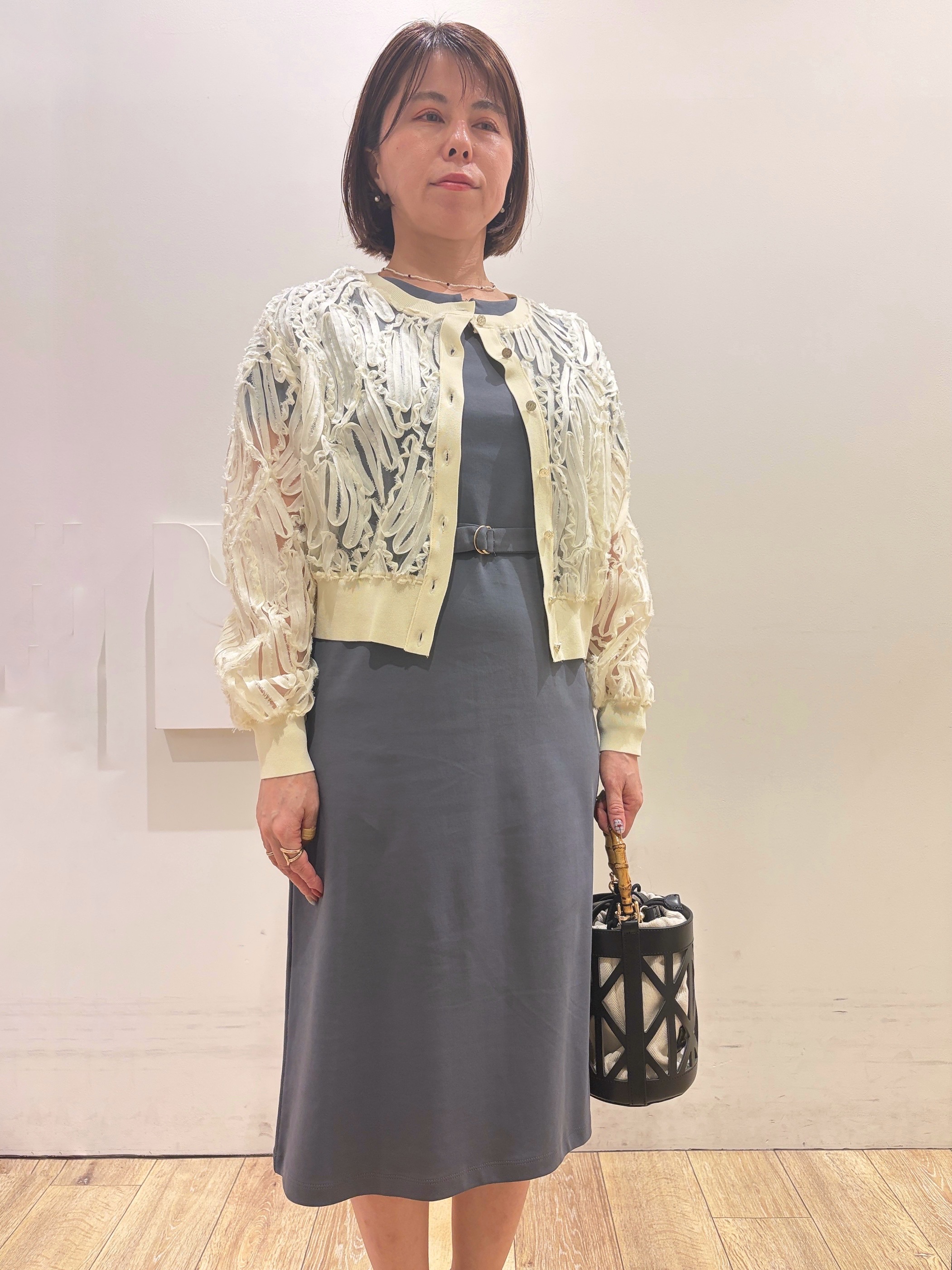 YUKOさんの「index｜【接触冷感／UVケア】Iラインフレアスリーブワンピース《洗濯機OK／XS～3L／6col》」を使ったコーディネート