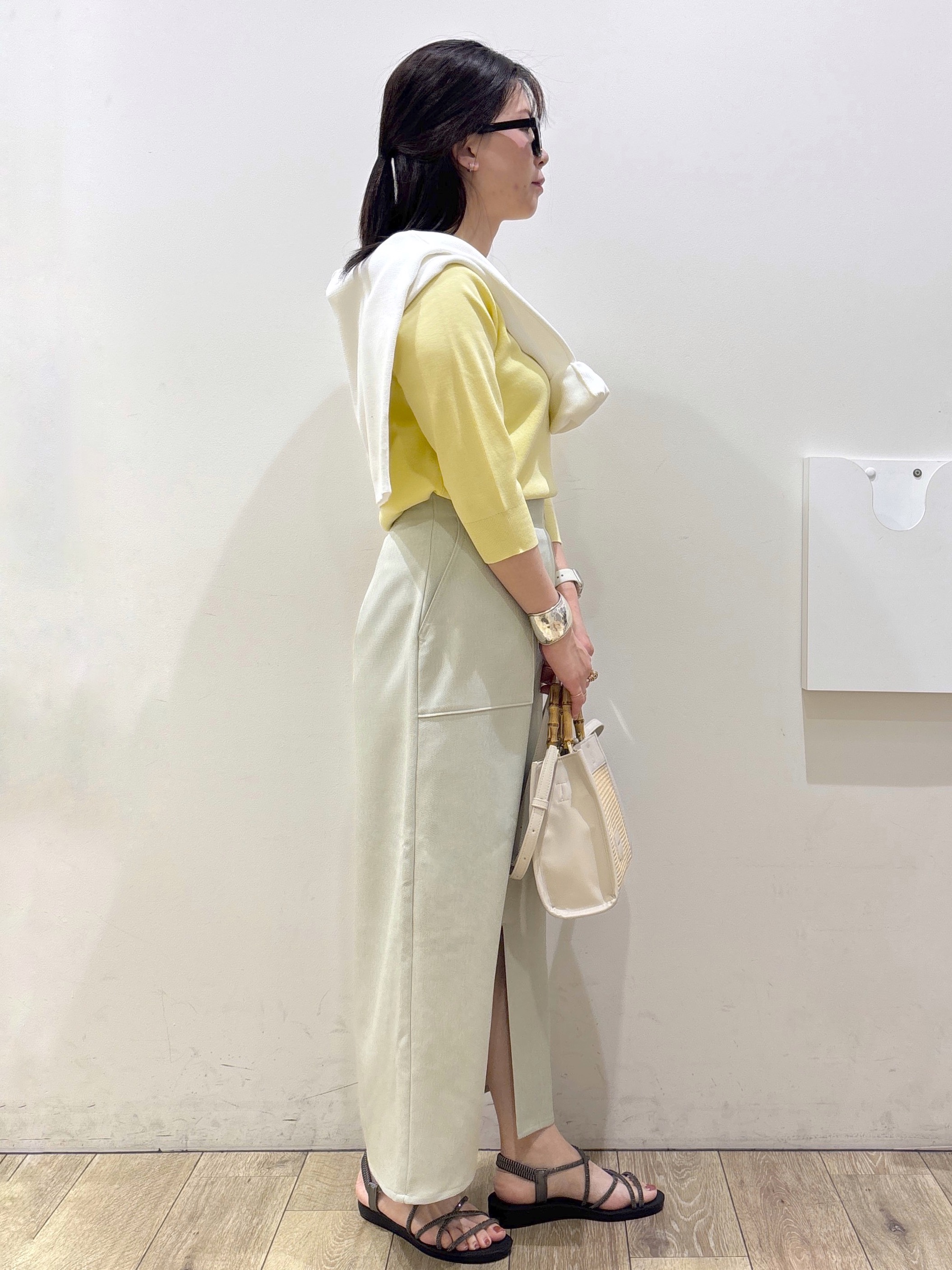mameさんの「OPAQUE.CLIP｜スナップボタンニットカーディガン【洗濯機OK／抗ピル】」を使ったコーディネート