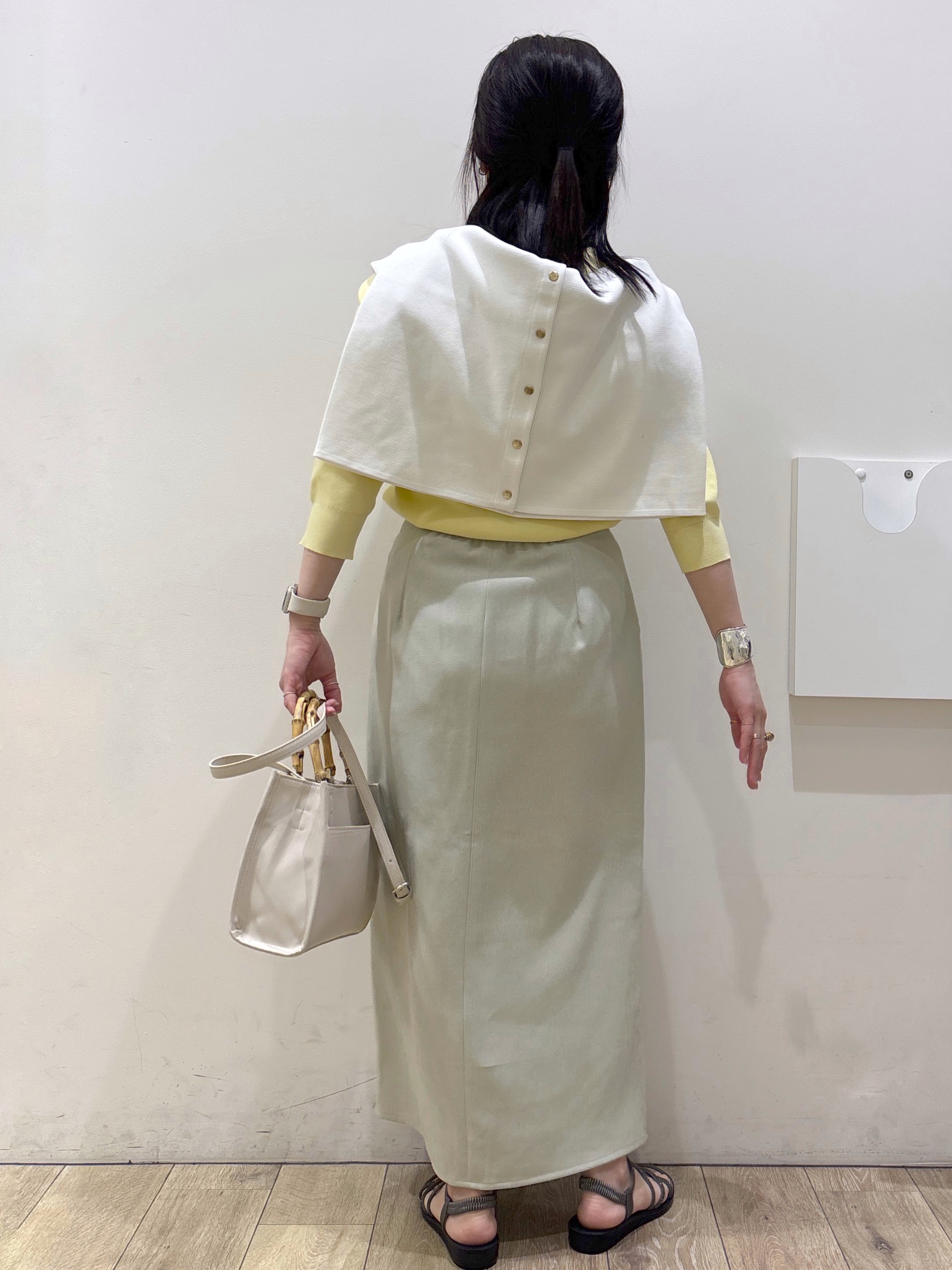 mameさんの「OPAQUE.CLIP｜スナップボタンニットカーディガン【洗濯機OK／抗ピル】」を使ったコーディネート
