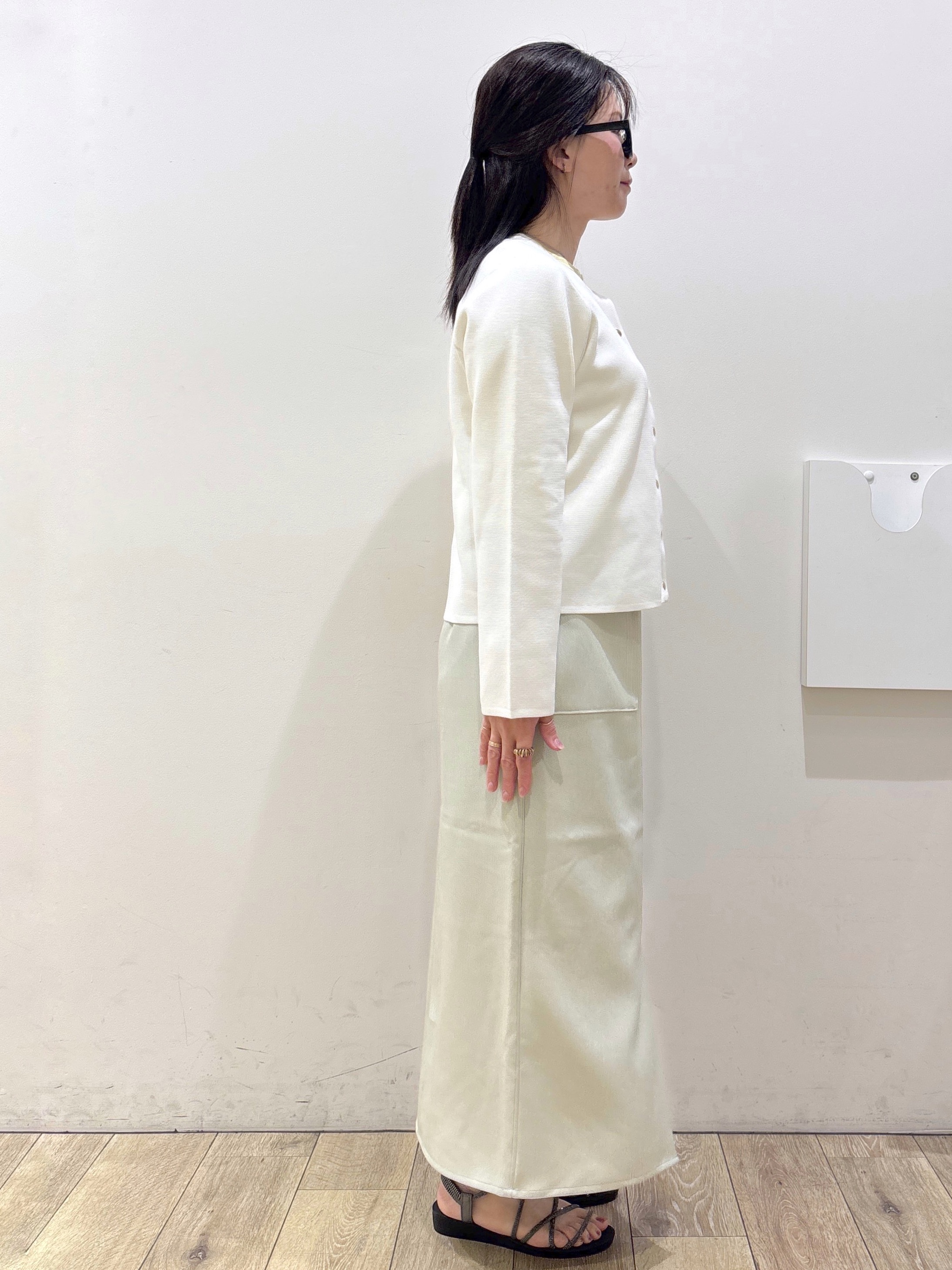 mameさんの「OPAQUE.CLIP｜スナップボタンニットカーディガン【洗濯機OK／抗ピル】」を使ったコーディネート