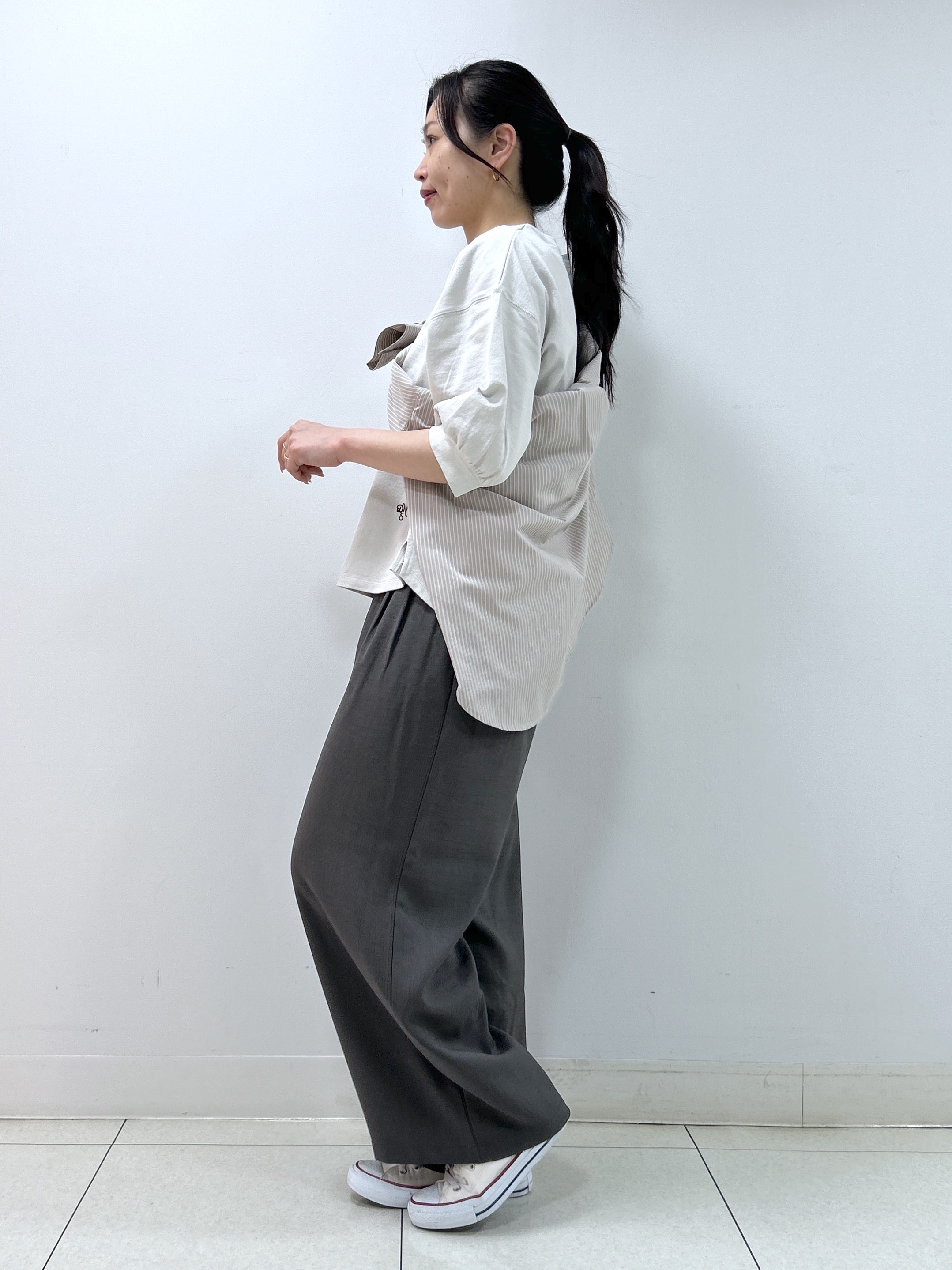 Kaiさんの「Dessin｜【360度可愛い】バックヘンリーカットソー5分袖」を使ったコーディネート