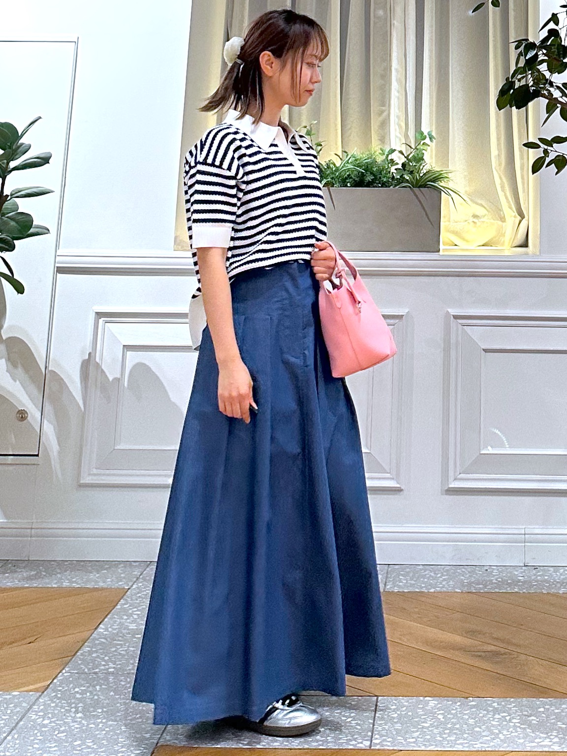 なべこさんの「DRESSTERIOR｜【接触冷感/吸水速乾】クールタッチ デニムライク タックスカート」を使ったコーディネート
