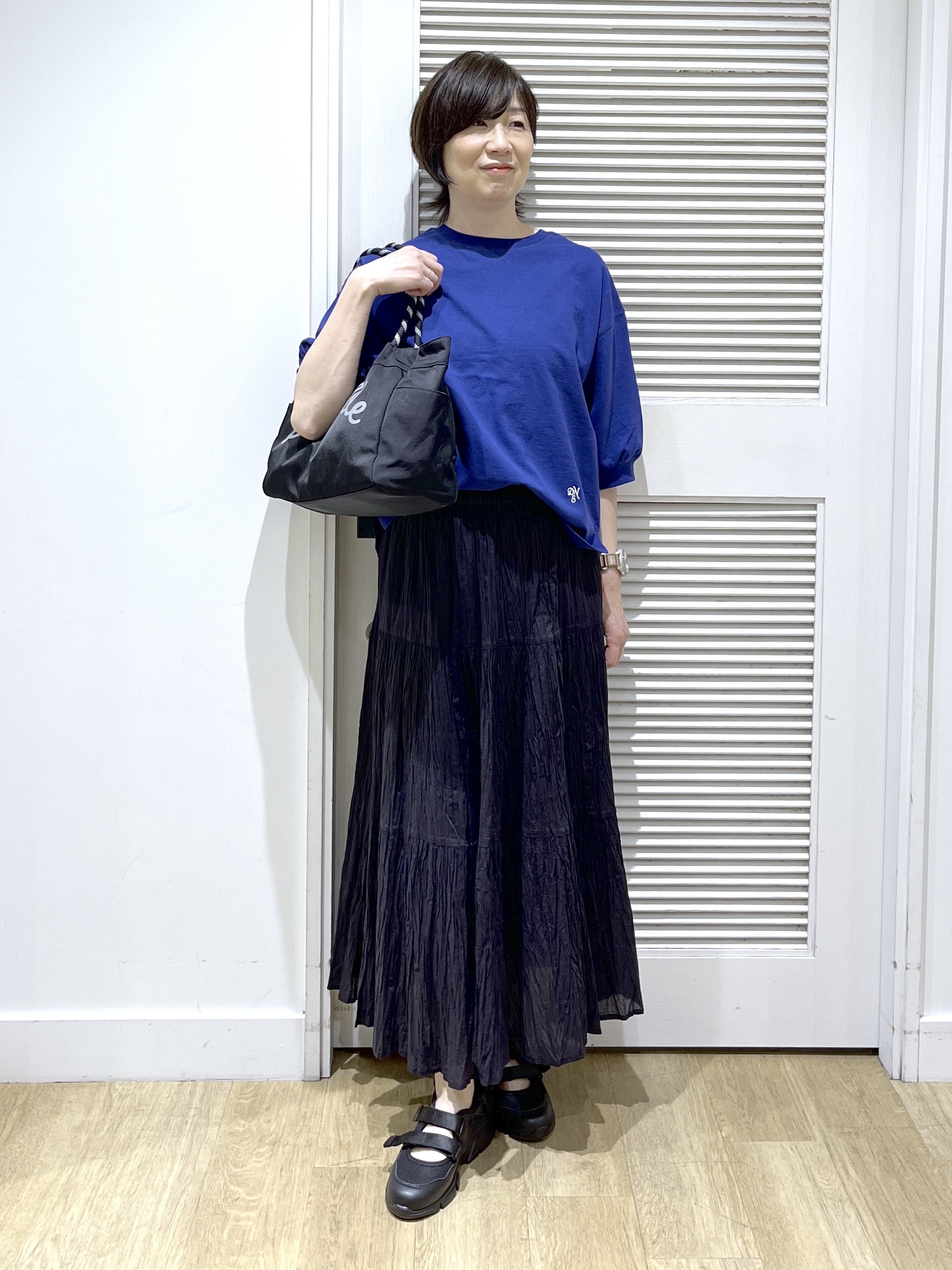 Miyazakiさんの「Dessin｜【360度可愛い】バックヘンリーカットソー5分袖」を使ったコーディネート