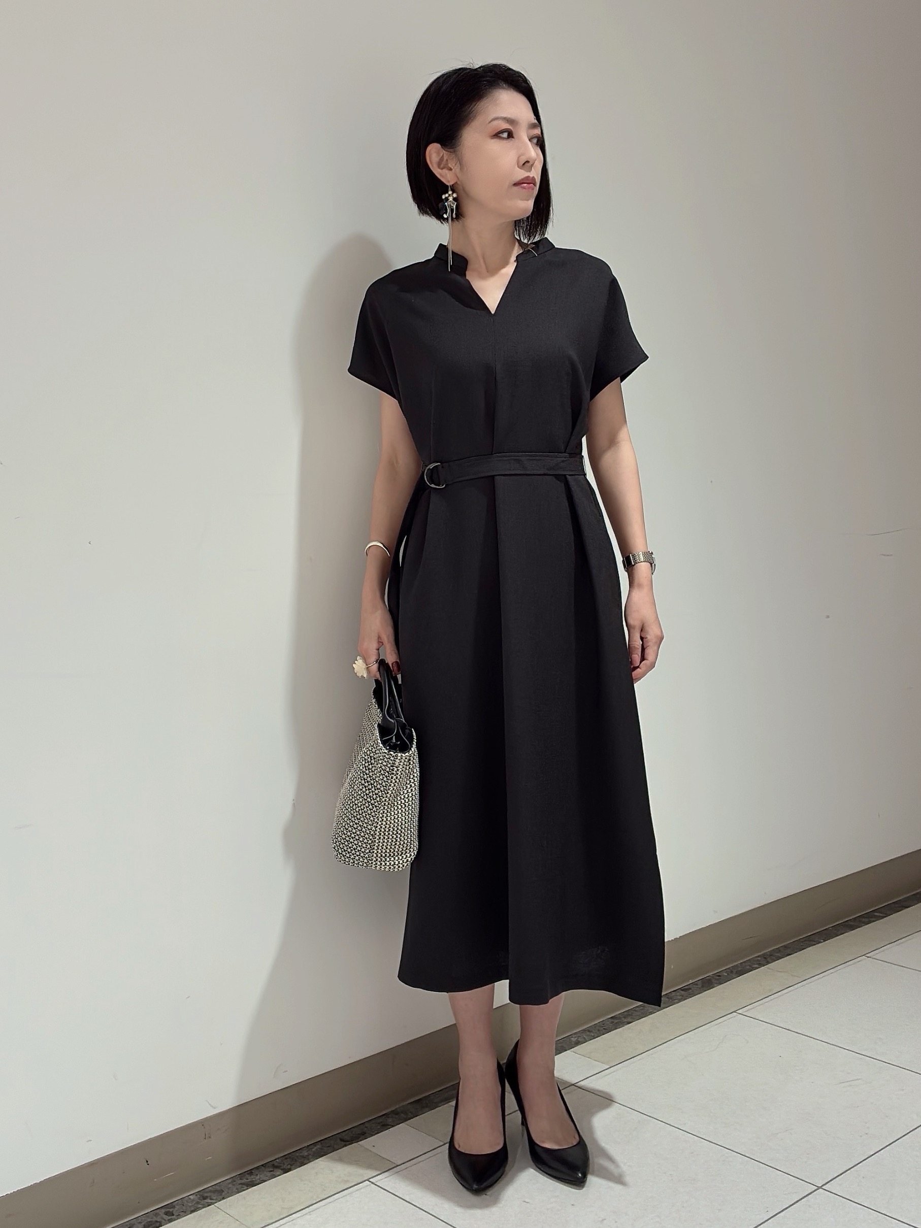 環さんの「UNTITLED｜【UV/接触冷感/遮熱/通気性】スラブバンドカラーワンピース」を使ったコーディネート
