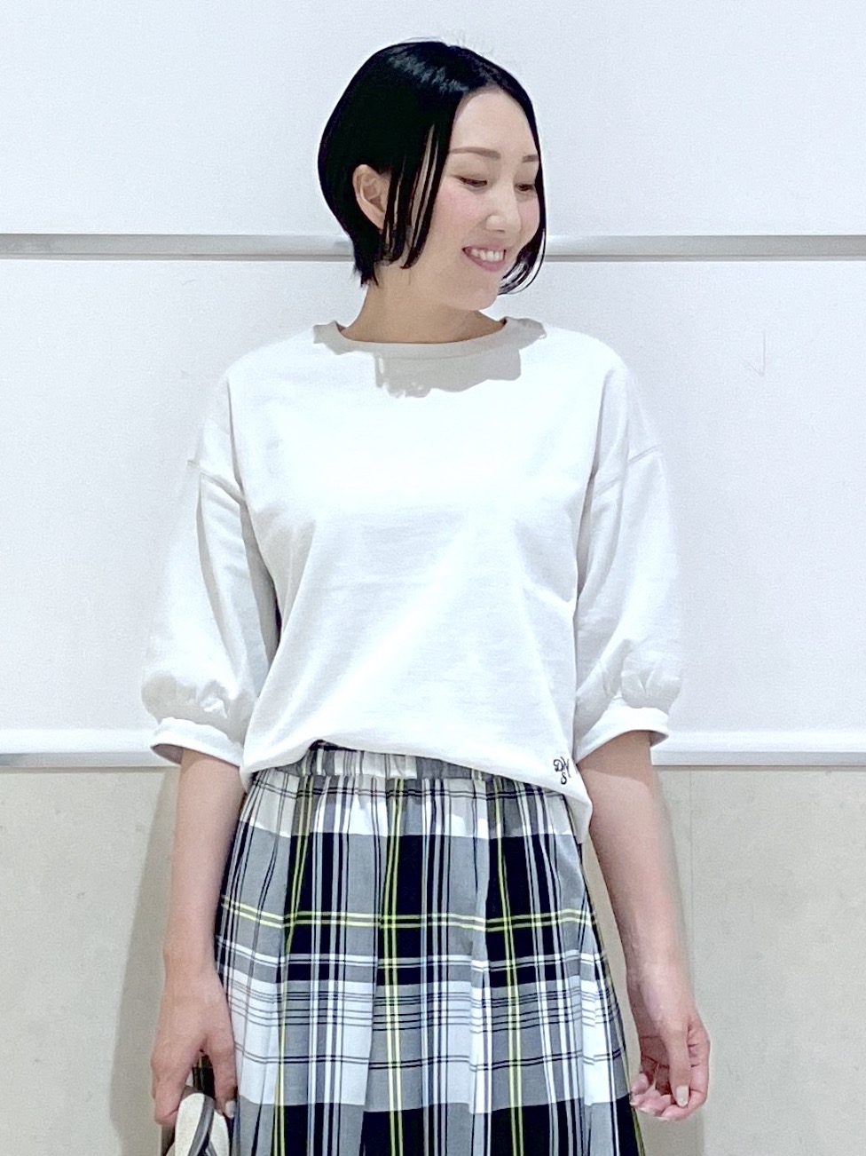 eriko さんの「Dessin｜【360度可愛い】バックヘンリーカットソー5分袖」を使ったコーディネート
