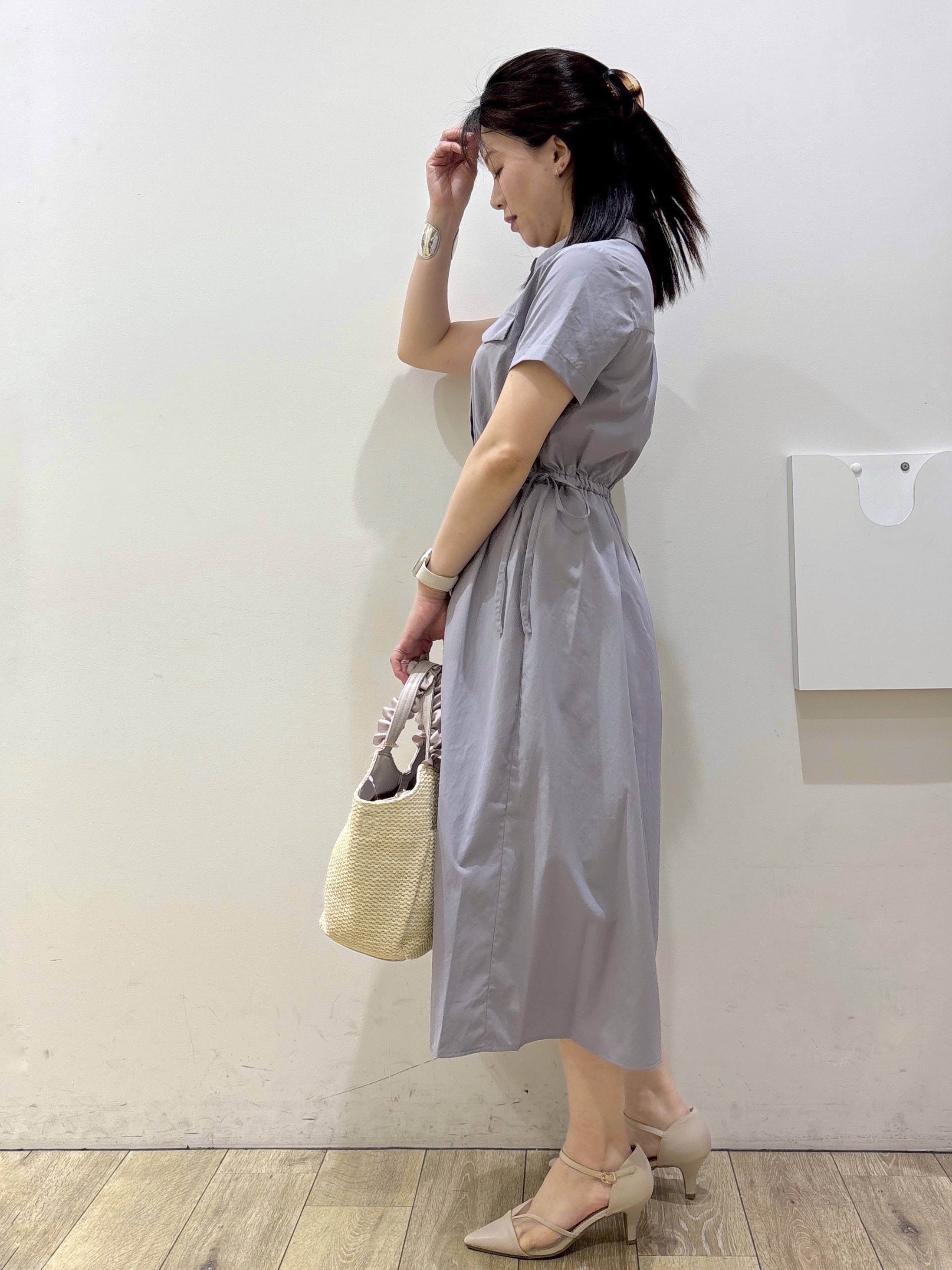 mameさんの「index｜サイドリボンシャツワンピース【洗濯機OK／防シワ】」を使ったコーディネート