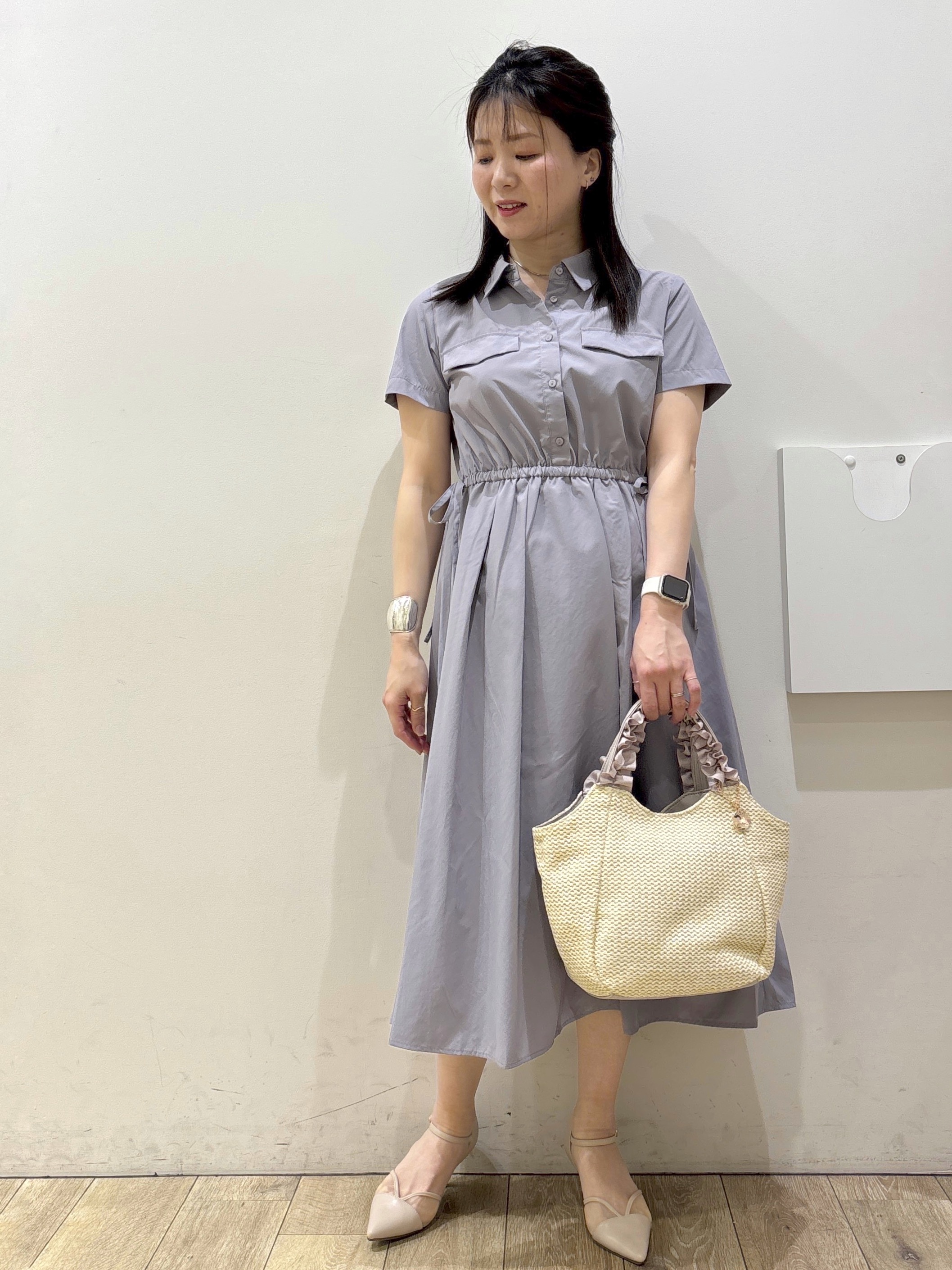 mameさんの「index｜サイドリボンシャツワンピース【洗濯機OK／防シワ】」を使ったコーディネート