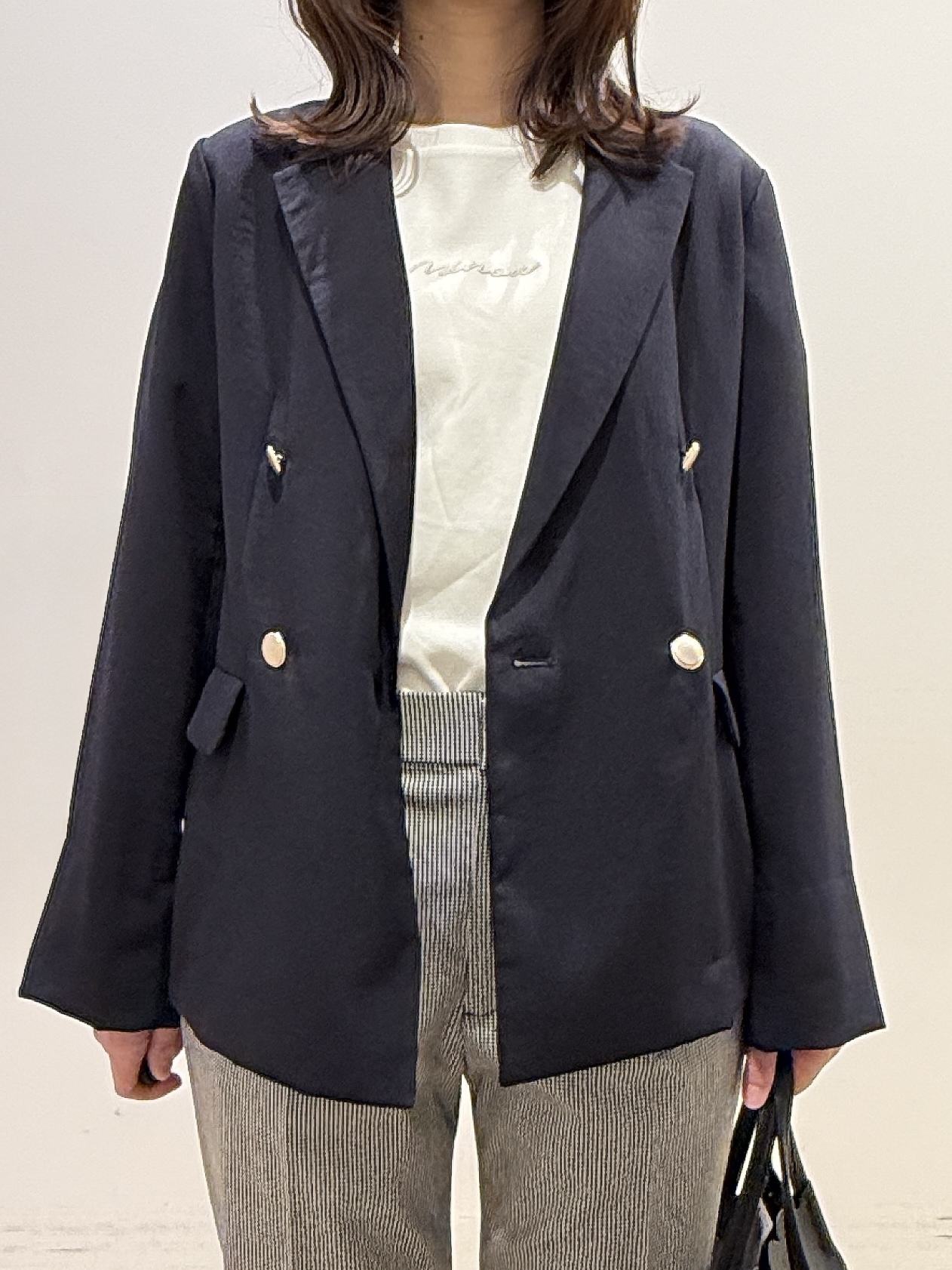 MOMOさんの「index｜《再入荷》ダブルブレストテーラードジャケット【接触冷感／吸水速乾／イージーアイロン／防シワ／洗濯機O」を使ったコーディネート