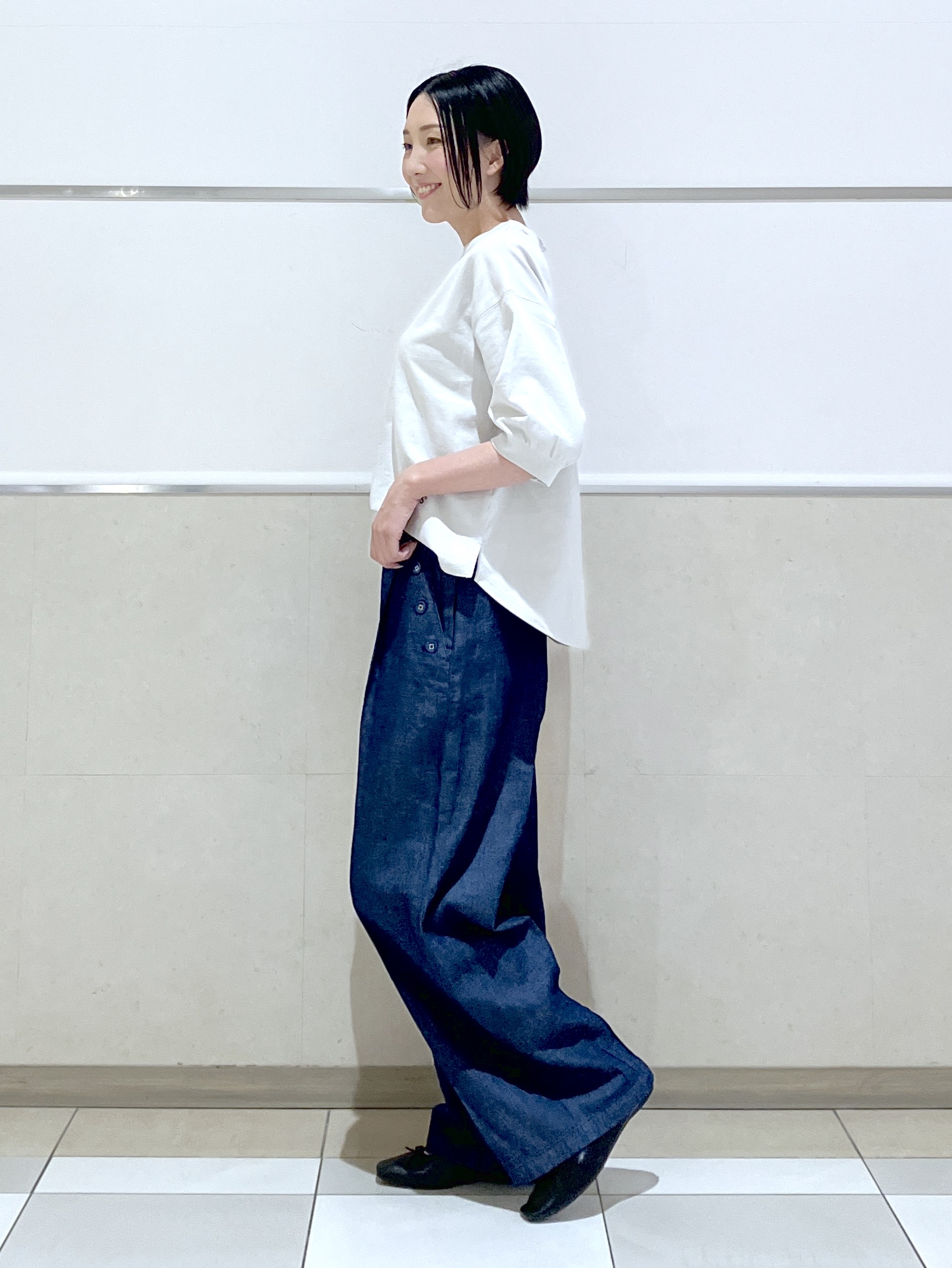 eriko さんの「Dessin｜【360度可愛い】バックヘンリーカットソー5分袖」を使ったコーディネート