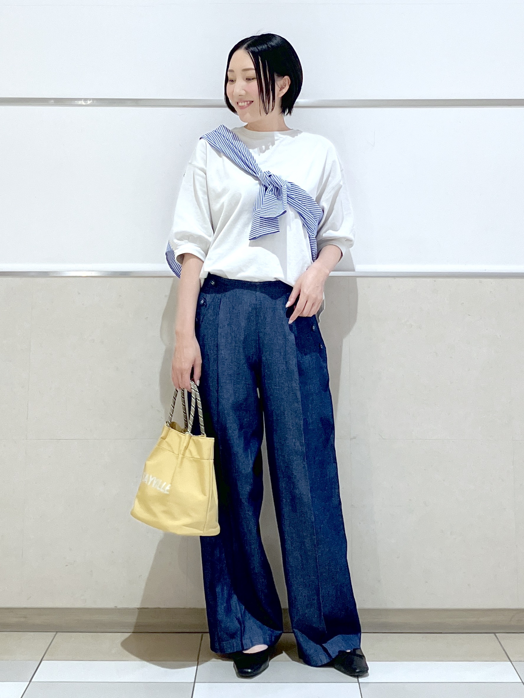 eriko さんの「Dessin｜【360度可愛い】バックヘンリーカットソー5分袖」を使ったコーディネート