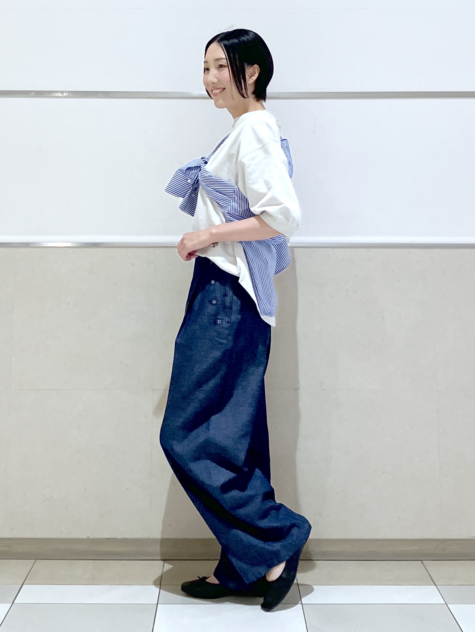 eriko さんの「Dessin｜【360度可愛い】バックヘンリーカットソー5分袖」を使ったコーディネート