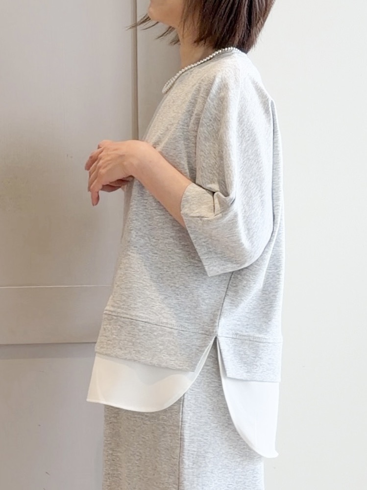 yamakoさんの「grove｜【貴島明日香さん着用・大人のリラックススタイル】テープヤーン ボートネックニット」を使ったコーディネート