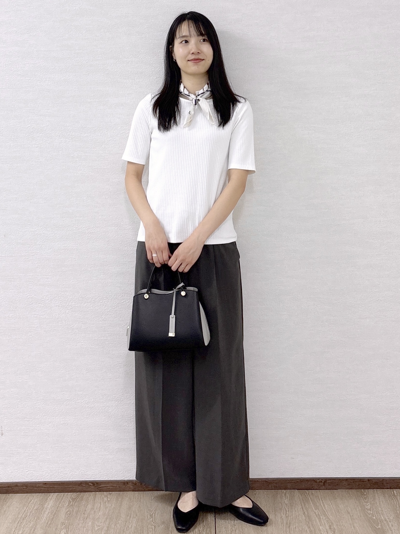 sachikoさんの「OPAQUE.CLIP｜ベーシックリブボートネックカットソー【洗濯機OK】」を使ったコーディネート