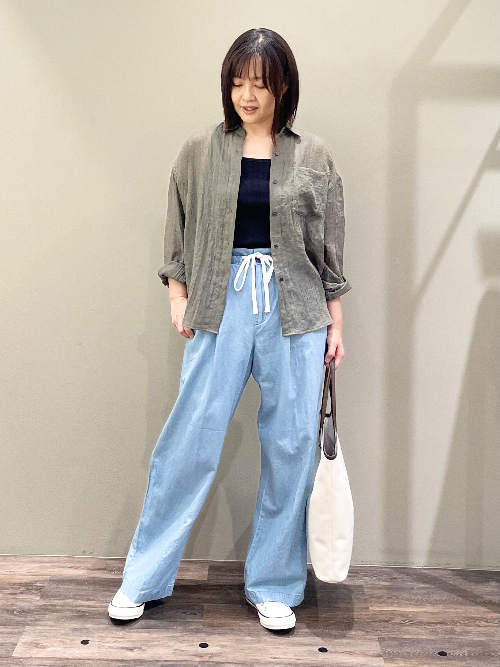 ricoさんの「Dessin｜【洗える】シアーカラーシャツ」を使ったコーディネート
