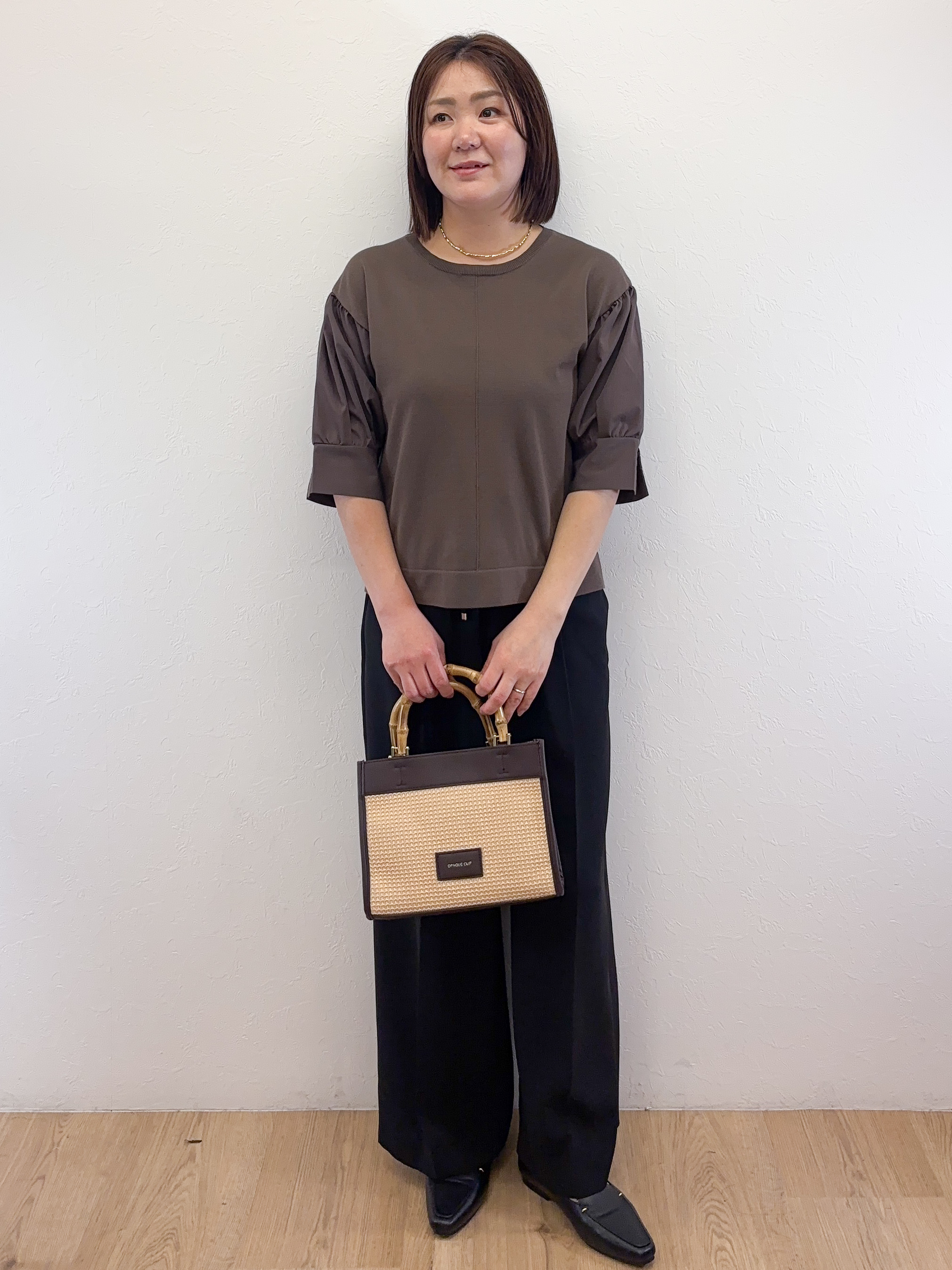 Takeさんの「OPAQUE.CLIP｜ボリュームスリーブドッキングニット」を使ったコーディネート