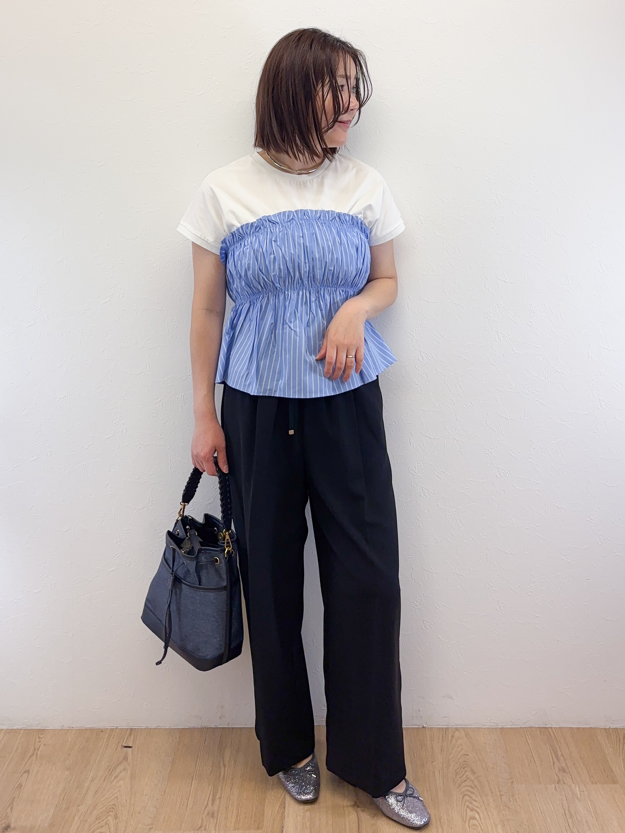 Takeさんの「OPAQUE.CLIP｜ビスチェドッキングTシャツ【洗濯機OK】」を使ったコーディネート