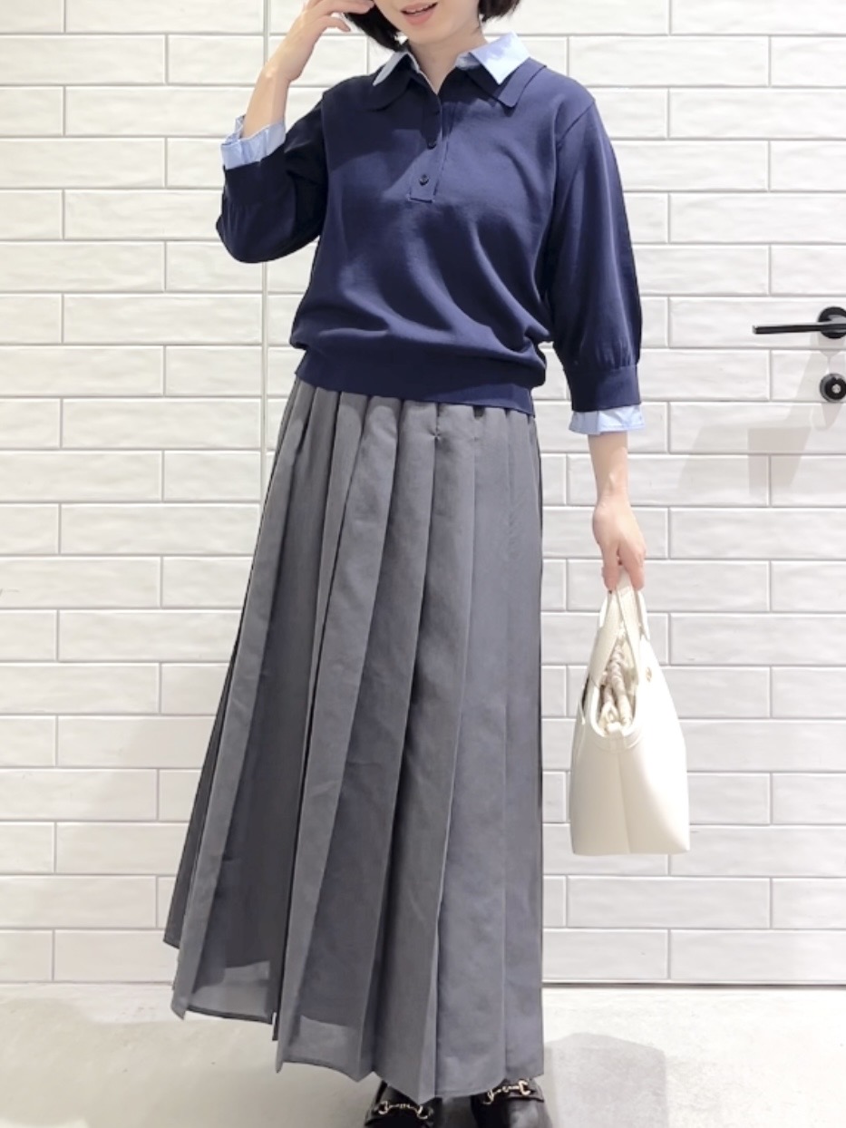 しおりさんの「OPAQUE.CLIP｜2WAY衿付きニット【洗濯機OK】」を使ったコーディネート
