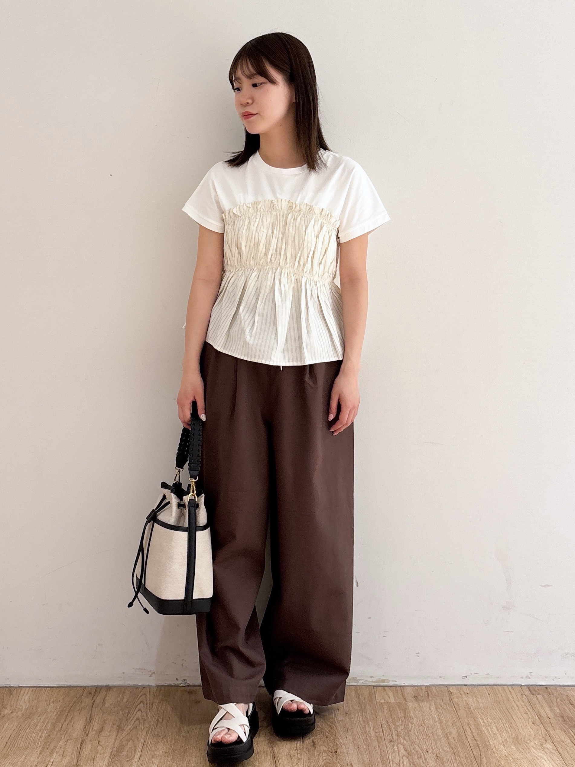 mireiさんの「OPAQUE.CLIP｜ビスチェドッキングTシャツ【洗濯機OK】」を使ったコーディネート