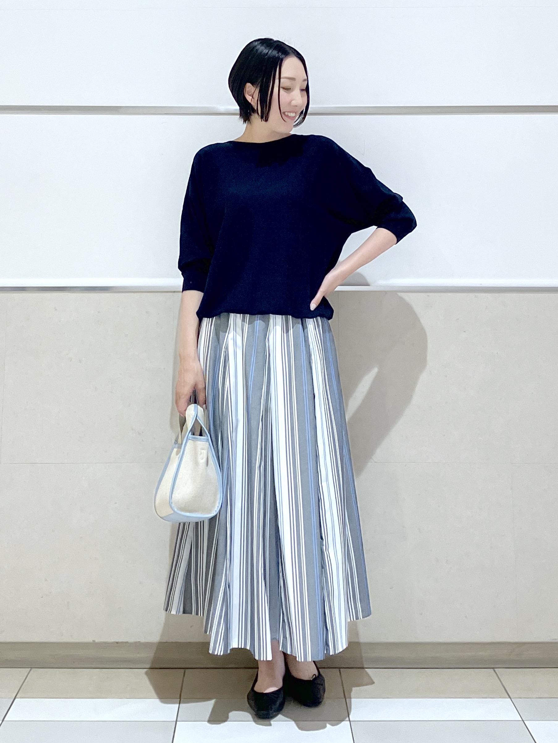 eriko さんの「Dessin｜【洗える】後ろボタンニットプルオーバー七分袖」を使ったコーディネート