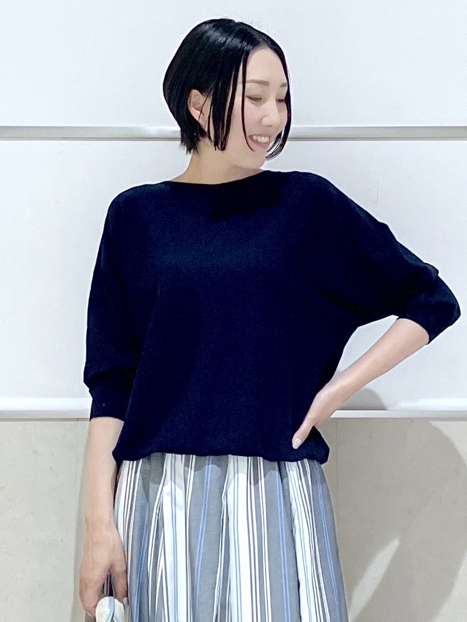 eriko さんの「Dessin｜【洗える】後ろボタンニットプルオーバー七分袖」を使ったコーディネート