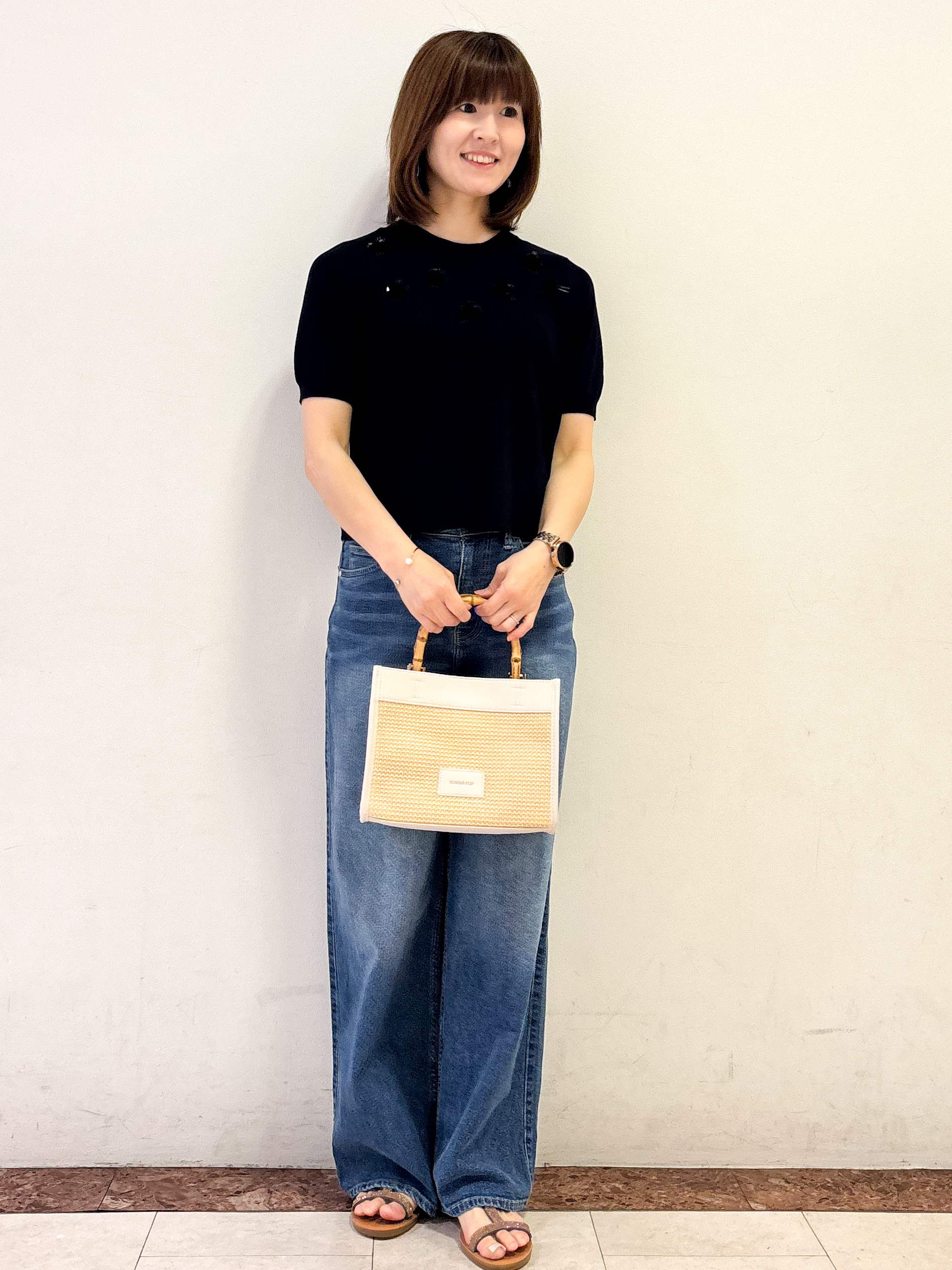 さいとうさんの「OPAQUE.CLIP｜ビジューモチーフニット【洗える】」を使ったコーディネート