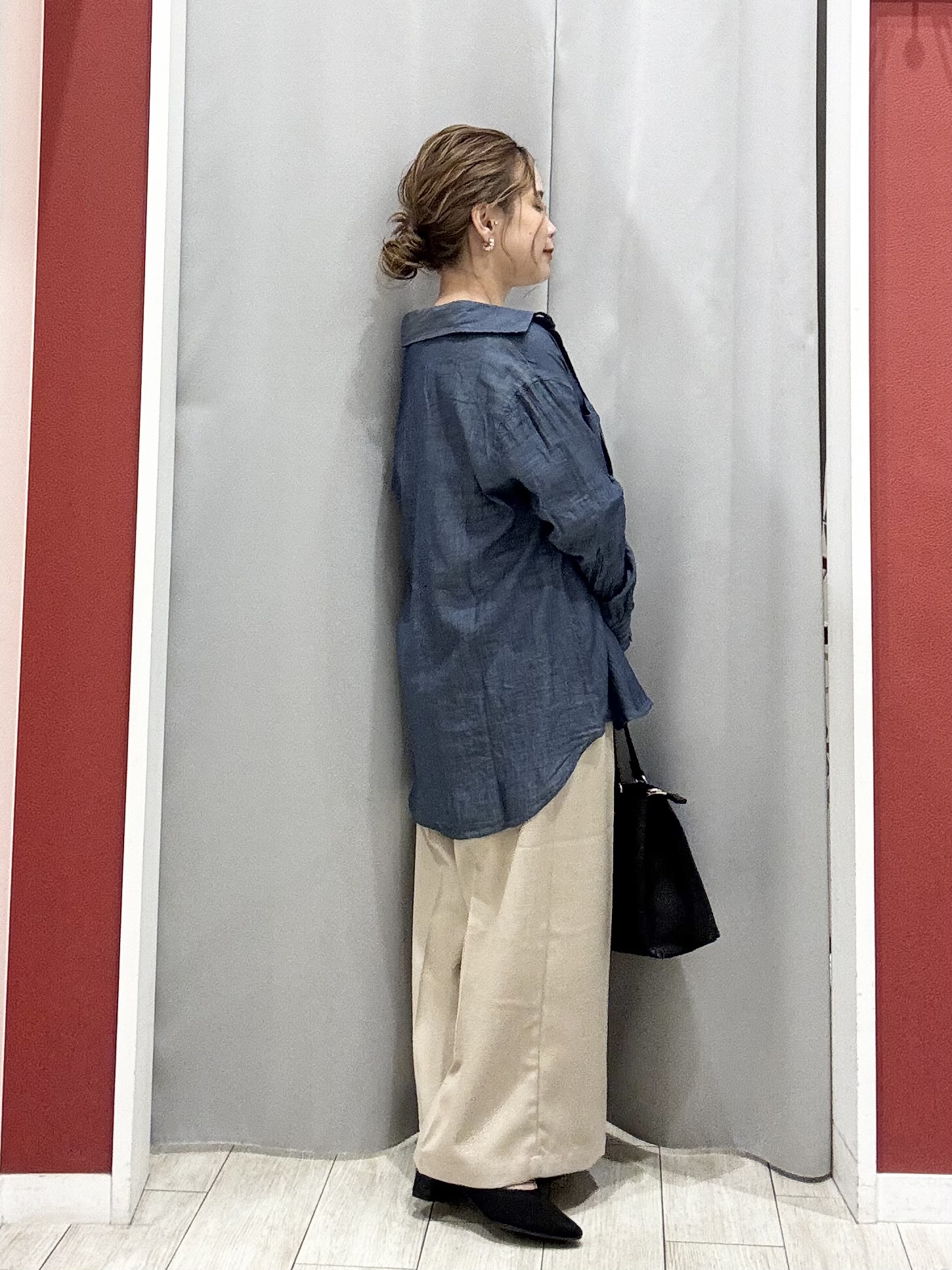 shioさんの「SHOO･LA･RUE｜【毎日洗える/S-LL/UV】上半身すっきり 二の腕見せない5分袖ニット」を使ったコーディネート