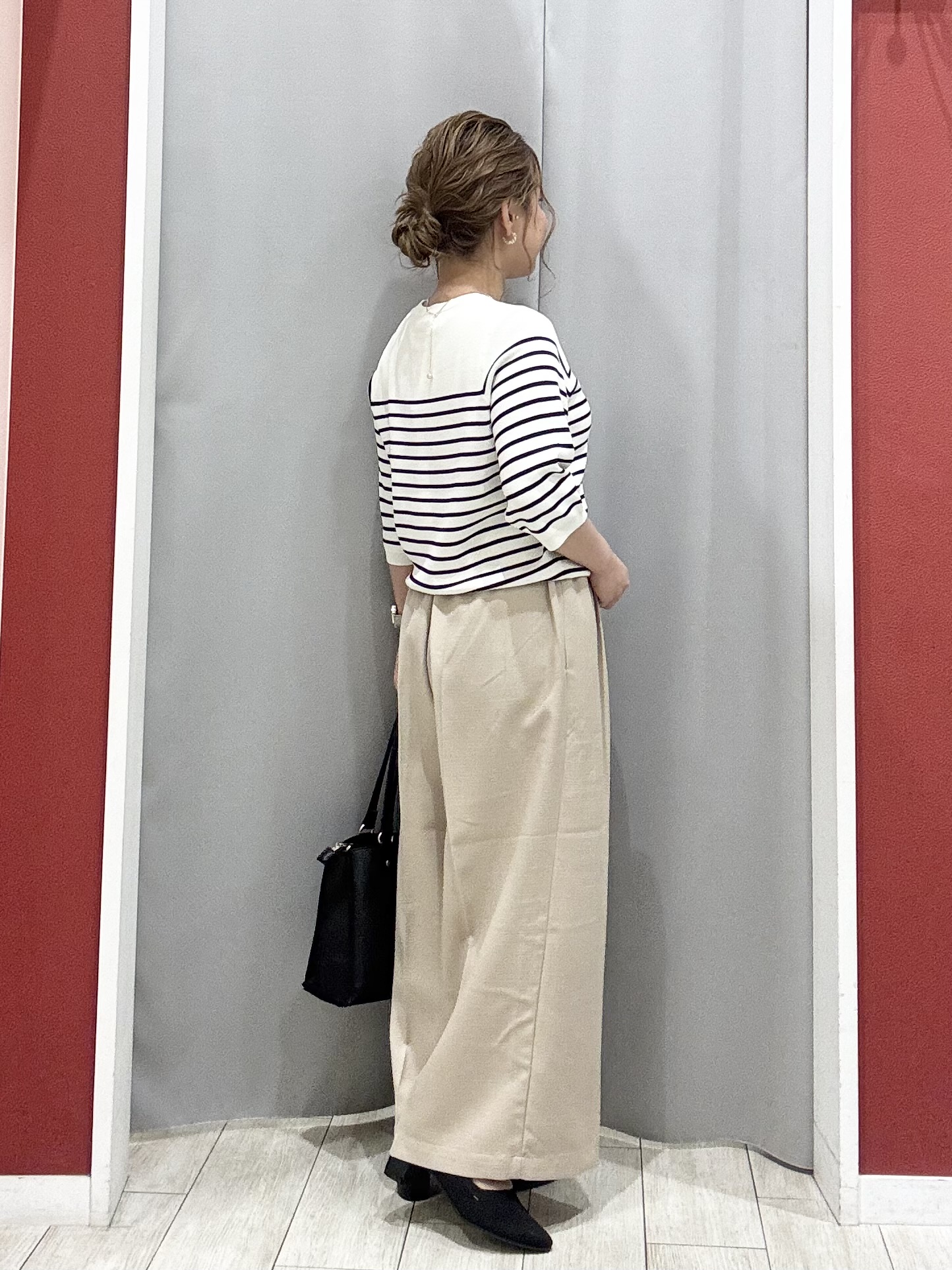 shioさんの「SHOO･LA･RUE｜【毎日洗える/S-LL/UV】上半身すっきり 二の腕見せない5分袖ニット」を使ったコーディネート