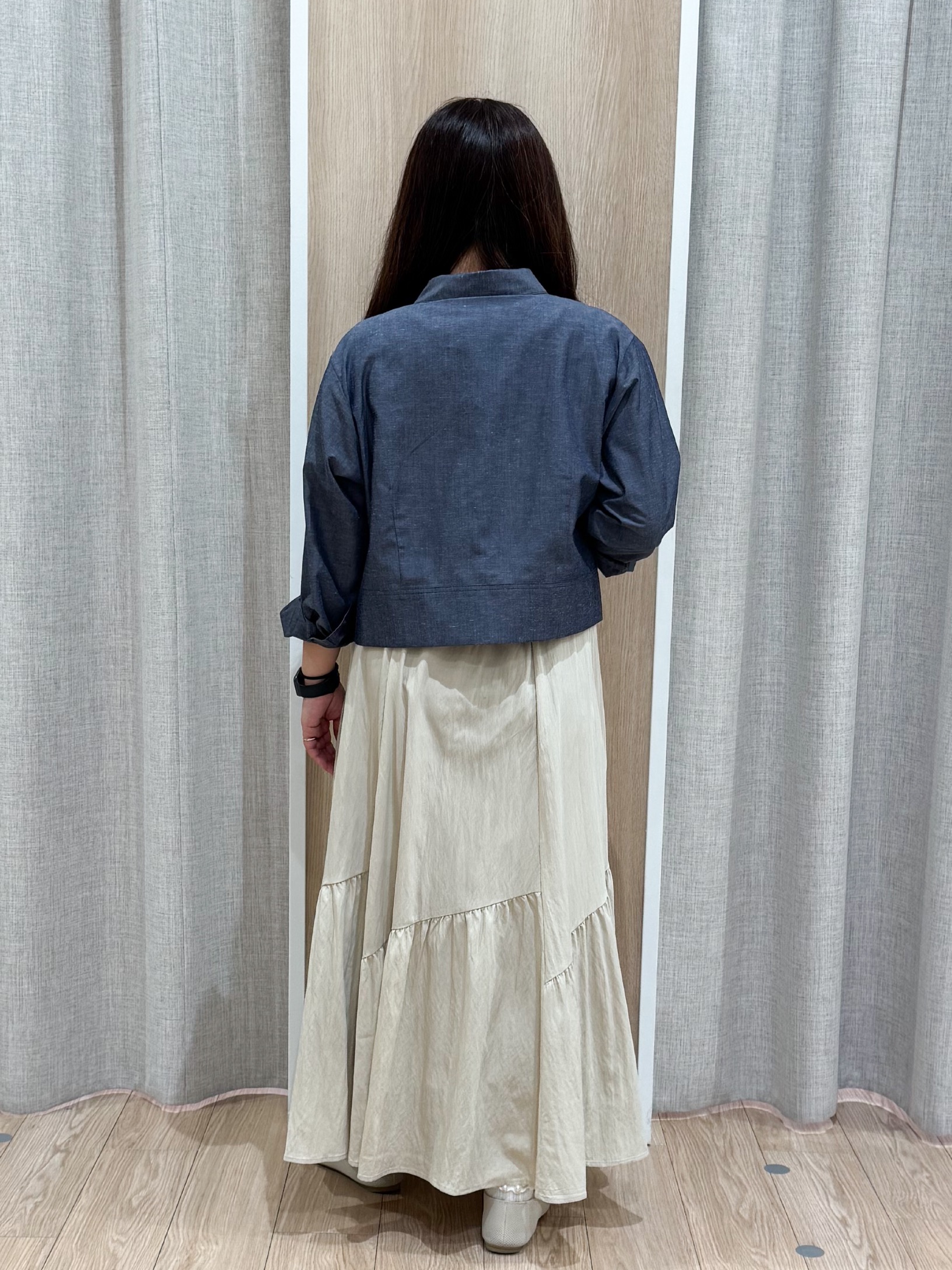 sachiさんの「grove｜【イージーケア】麻混クロップドシャツ」を使ったコーディネート