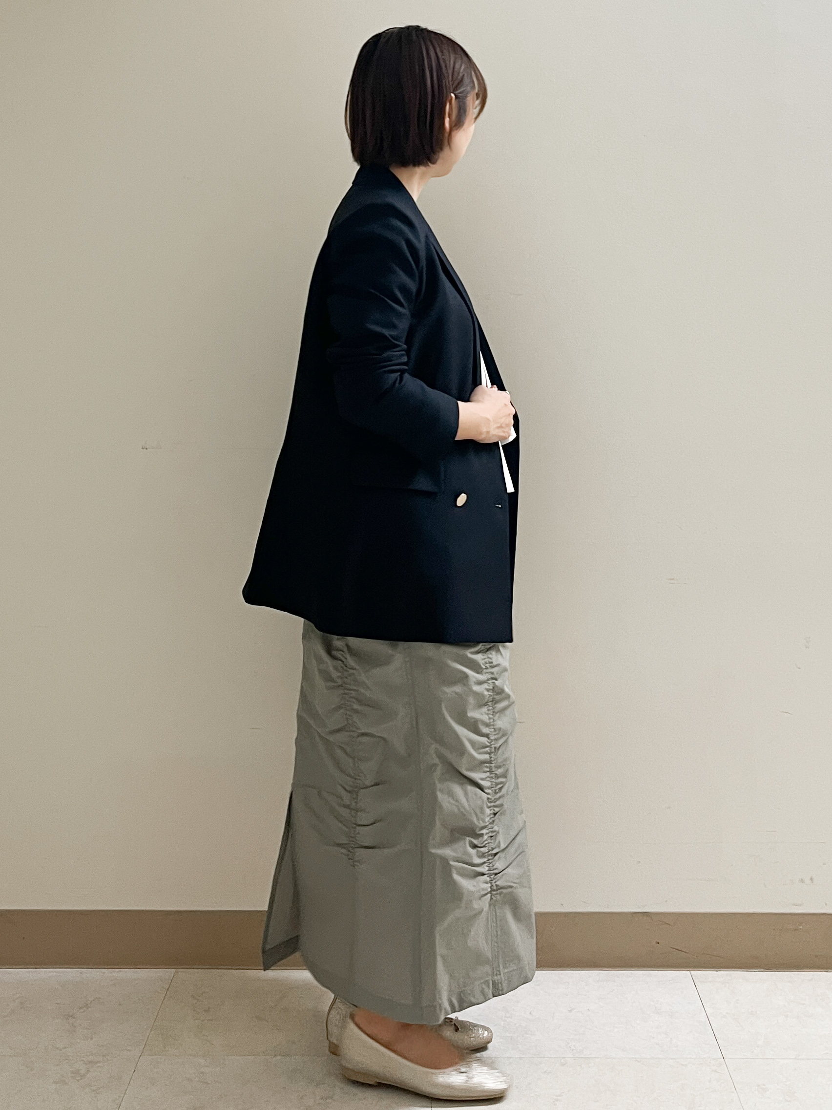 あかねさんの「OPAQUE.CLIP｜金ボタンダブルブレストテーラードジャケット／セットアップ対応【洗える】」を使ったコーディネート