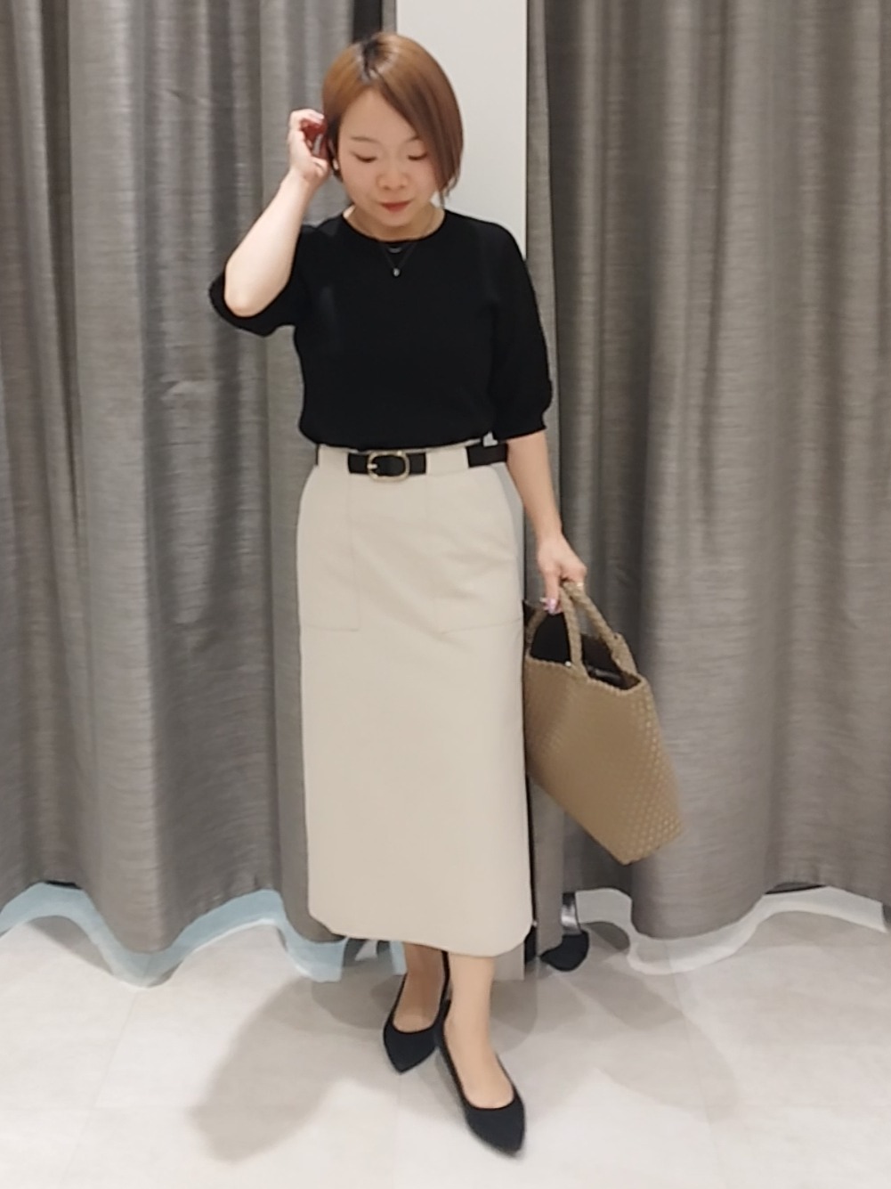 s u g iさんの「UNTITLED｜【洗える】エレガンススリーブニット」を使ったコーディネート
