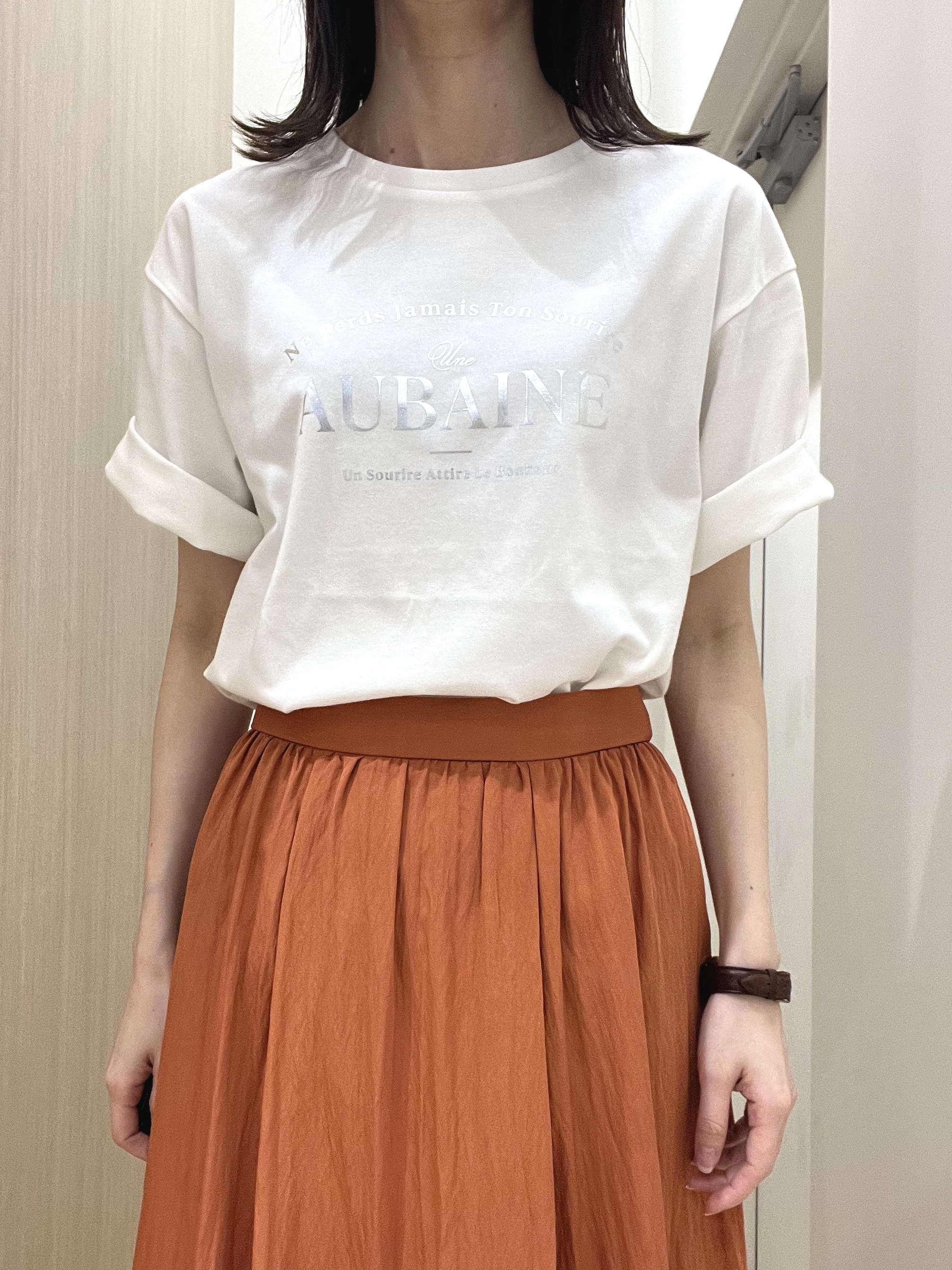  おまつさんの「grove｜【UVカット/接触冷感】プリントアソート5分袖Tシャツ」を使ったコーディネート
