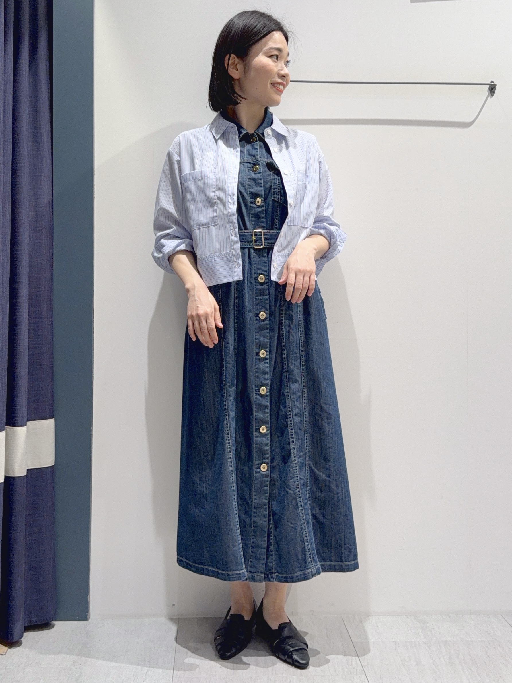 あんりさんの「grove｜【イージーケア】麻混クロップドシャツ」を使ったコーディネート