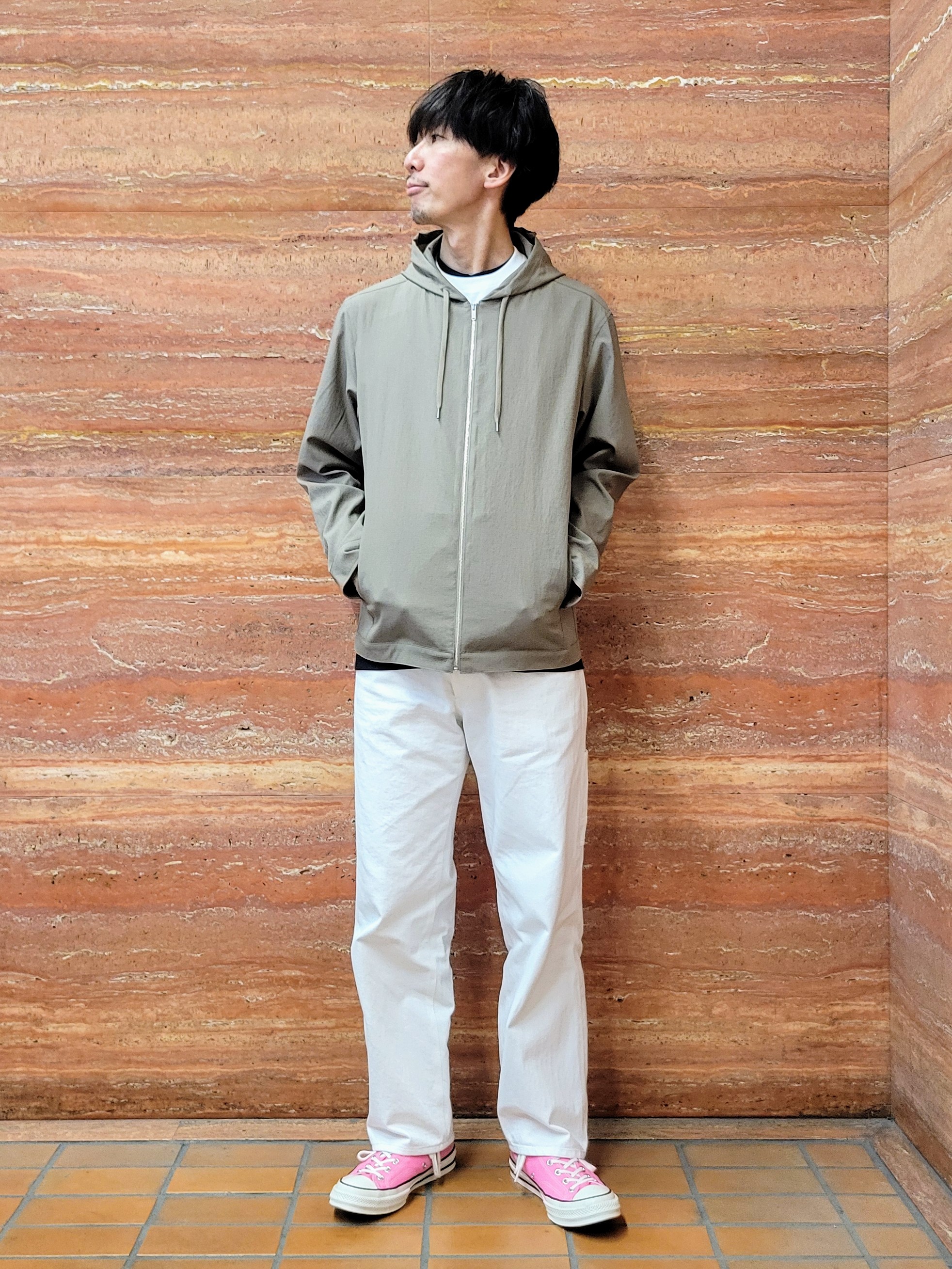 piroyaさんの「TAKEO KIKUCHI｜【撥水・洗える・シワになりにくい】 リランチェ（R） フードブルゾン」を使ったコーディネート