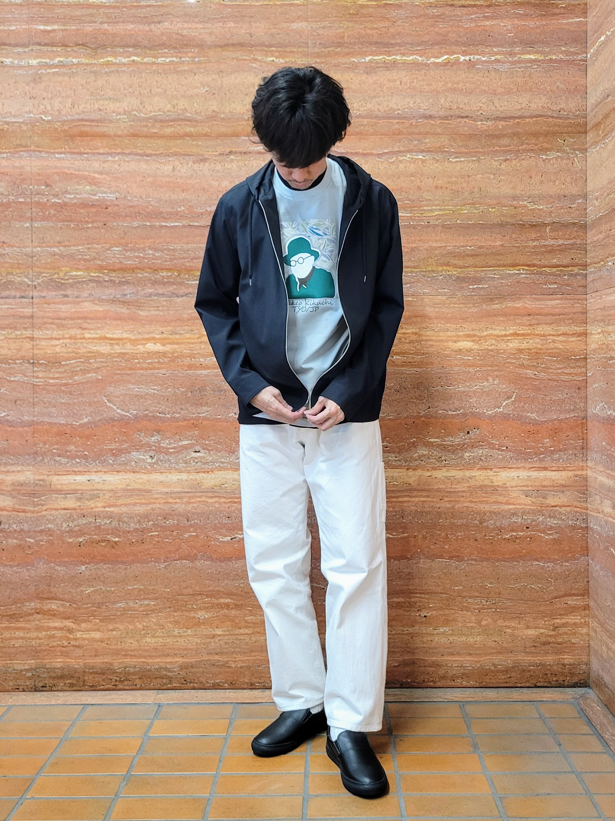 piroyaさんの「TAKEO KIKUCHI｜【撥水・洗える・シワになりにくい】 リランチェ（R） フードブルゾン」を使ったコーディネート