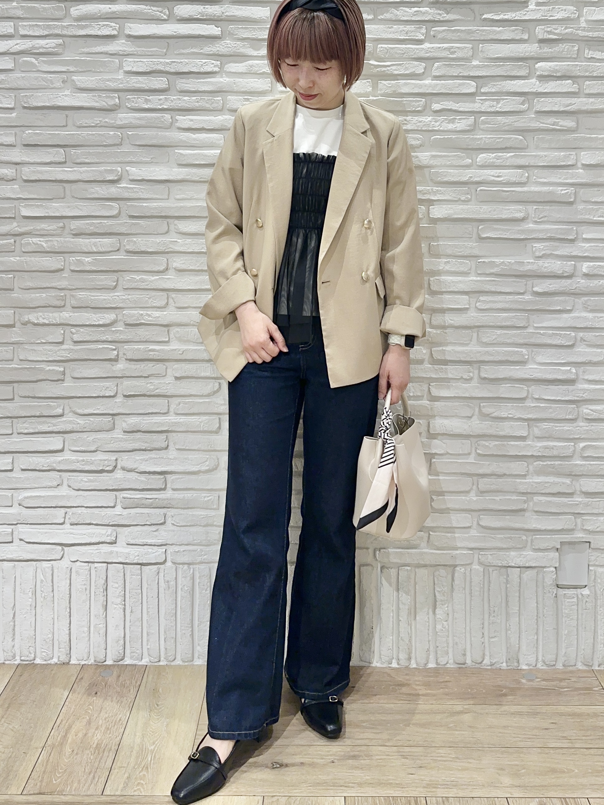 Hana...eさんの「index｜《再入荷》ダブルブレストテーラードジャケット【接触冷感／吸水速乾／イージーアイロン／防シワ／洗濯機O」を使ったコーディネート