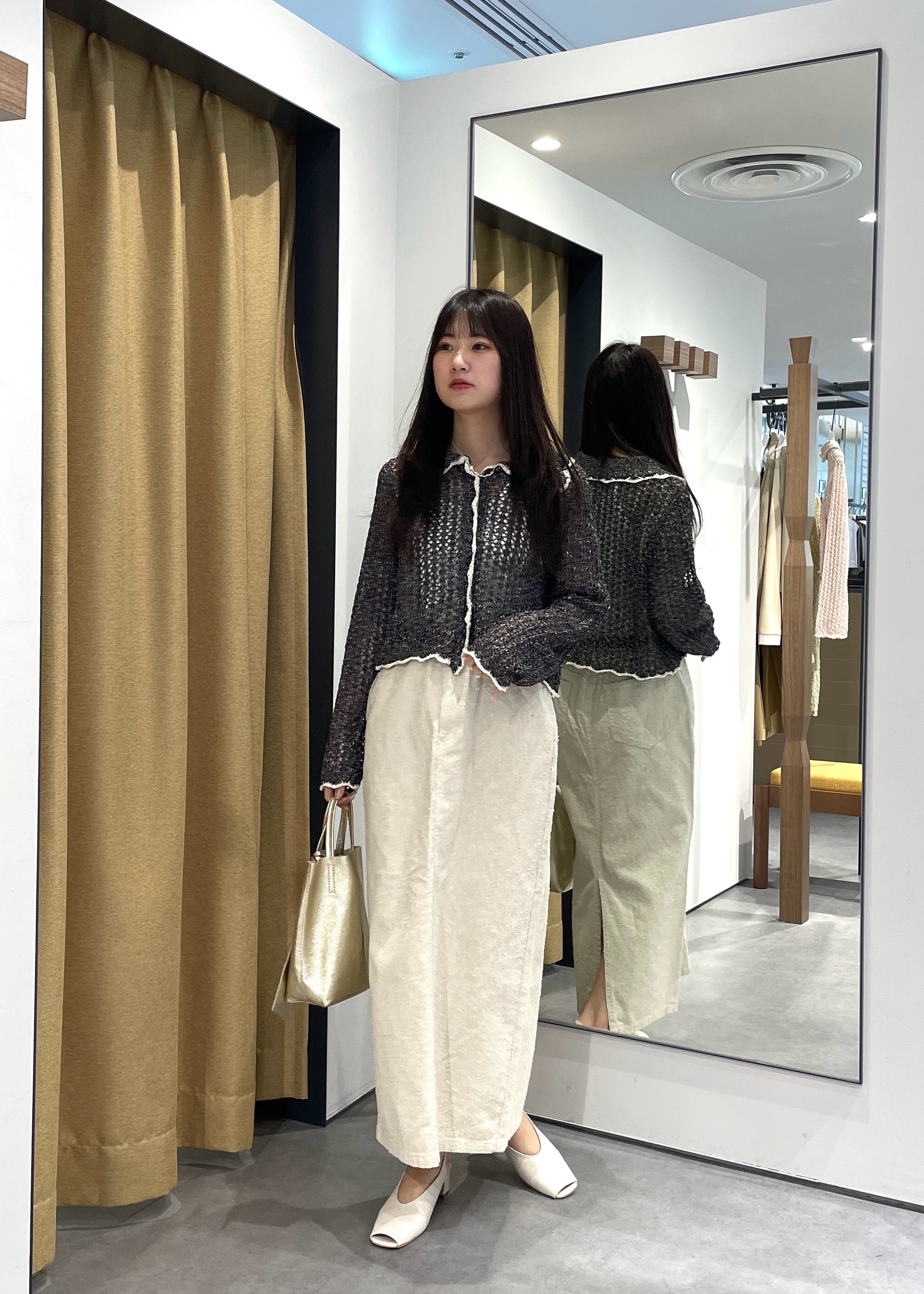 Renoさんの「INDIVI｜【一部店舗限定】ネップメッシュカーディガン」を使ったコーディネート
