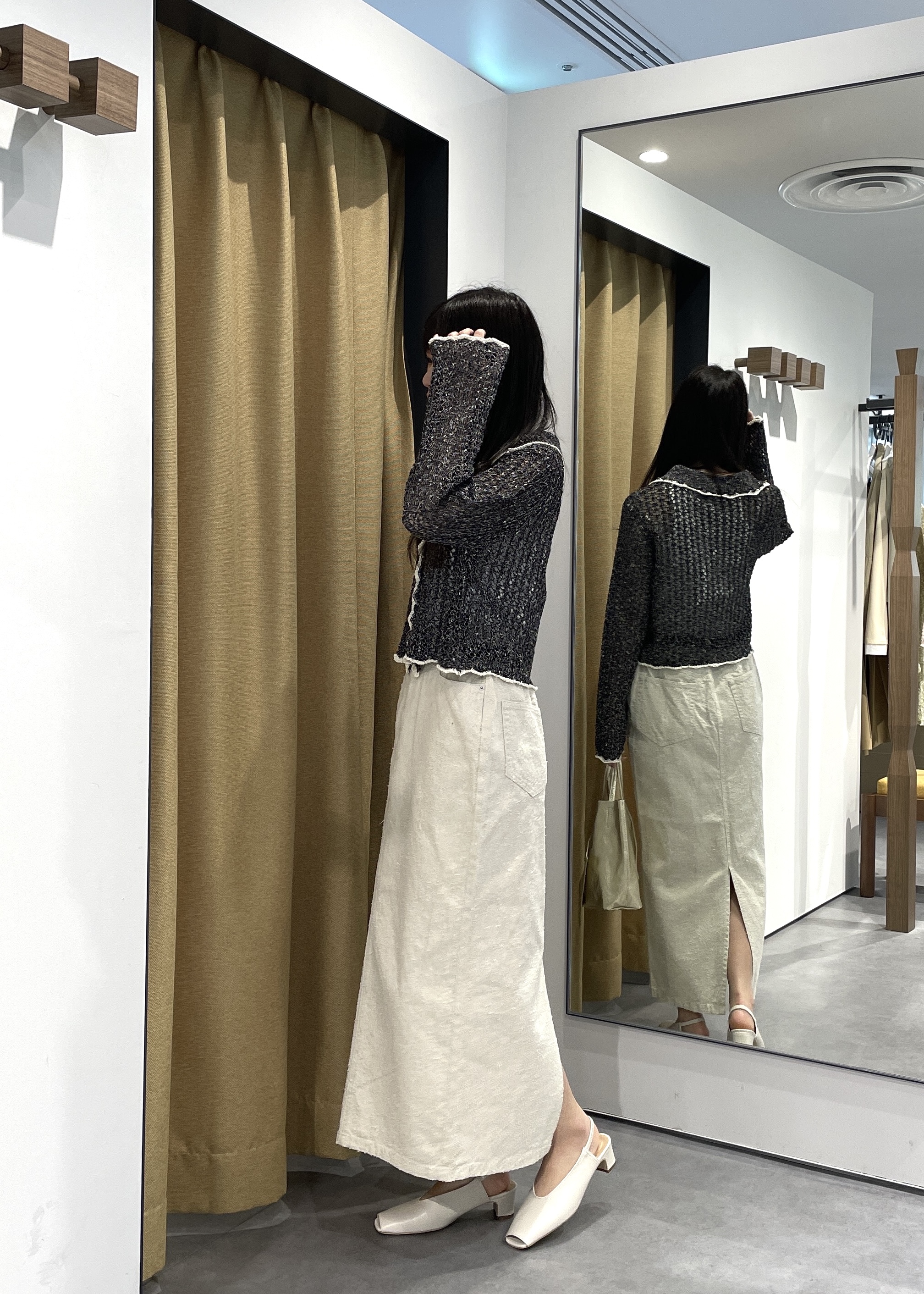 Renoさんの「INDIVI｜【一部店舗限定】ネップメッシュカーディガン」を使ったコーディネート