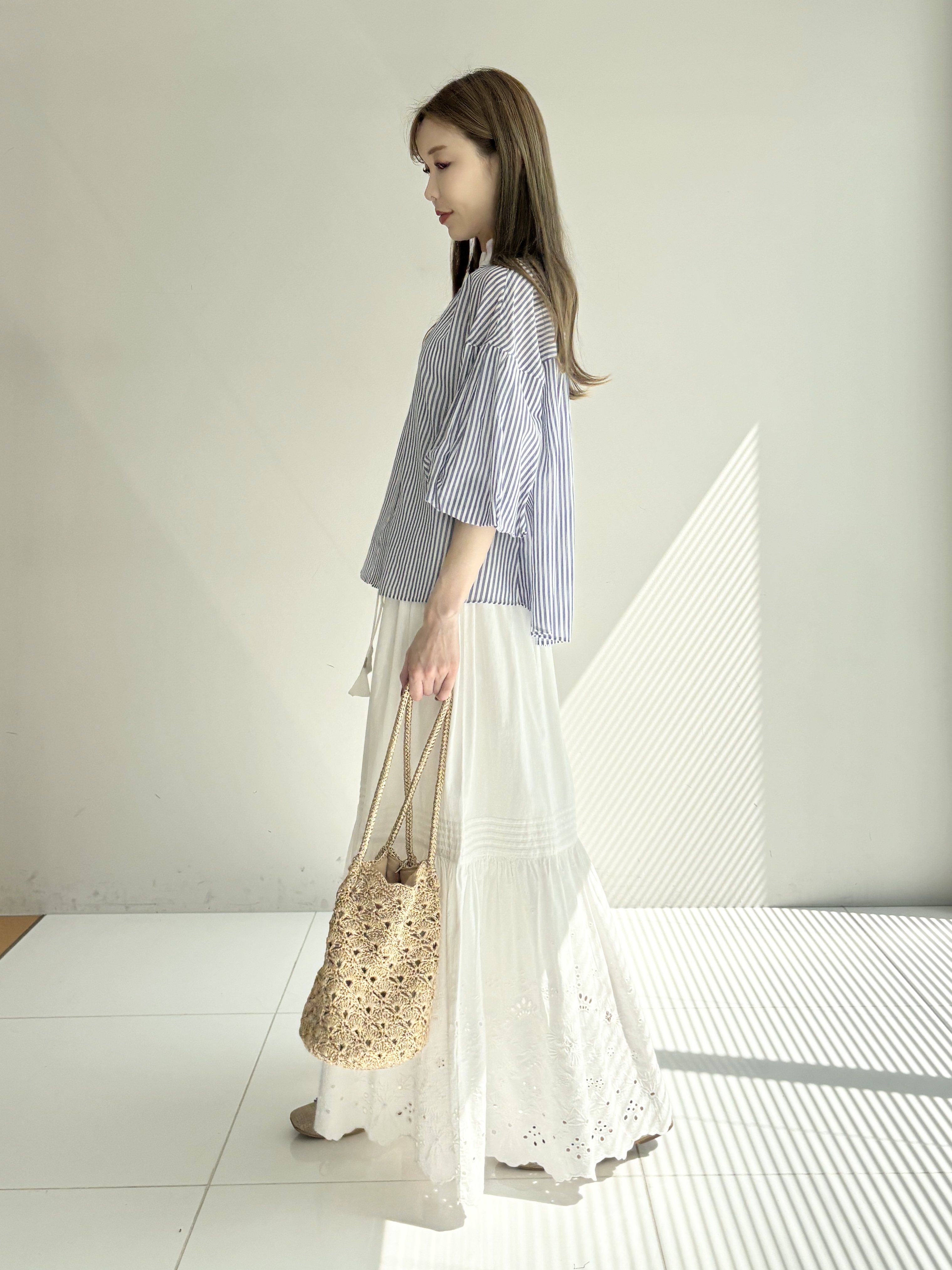 清水夏姫さんの「DRESSTERIOR｜◆【otonaMUSE5月号掲載/ウォッシャブル】ロンドンストライプクレリックブラウス」を使ったコーディネート